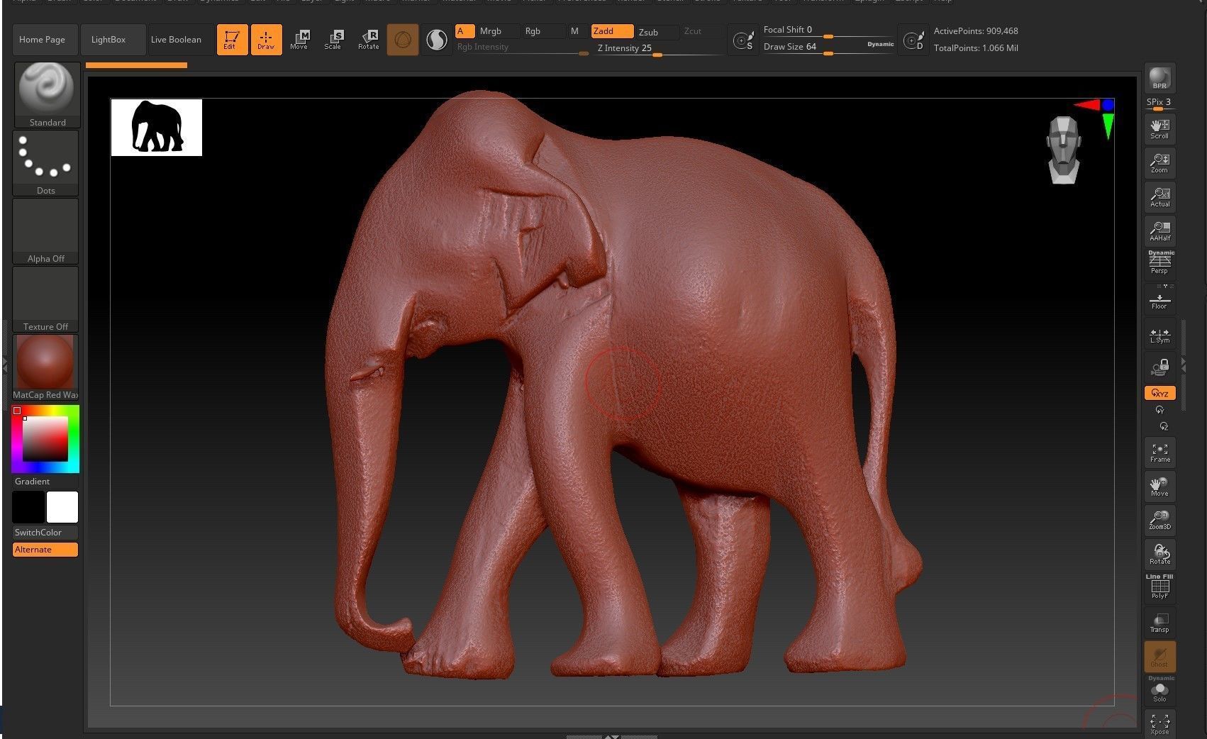 Elephant wood handmade sculpture high-poly 3D model_23