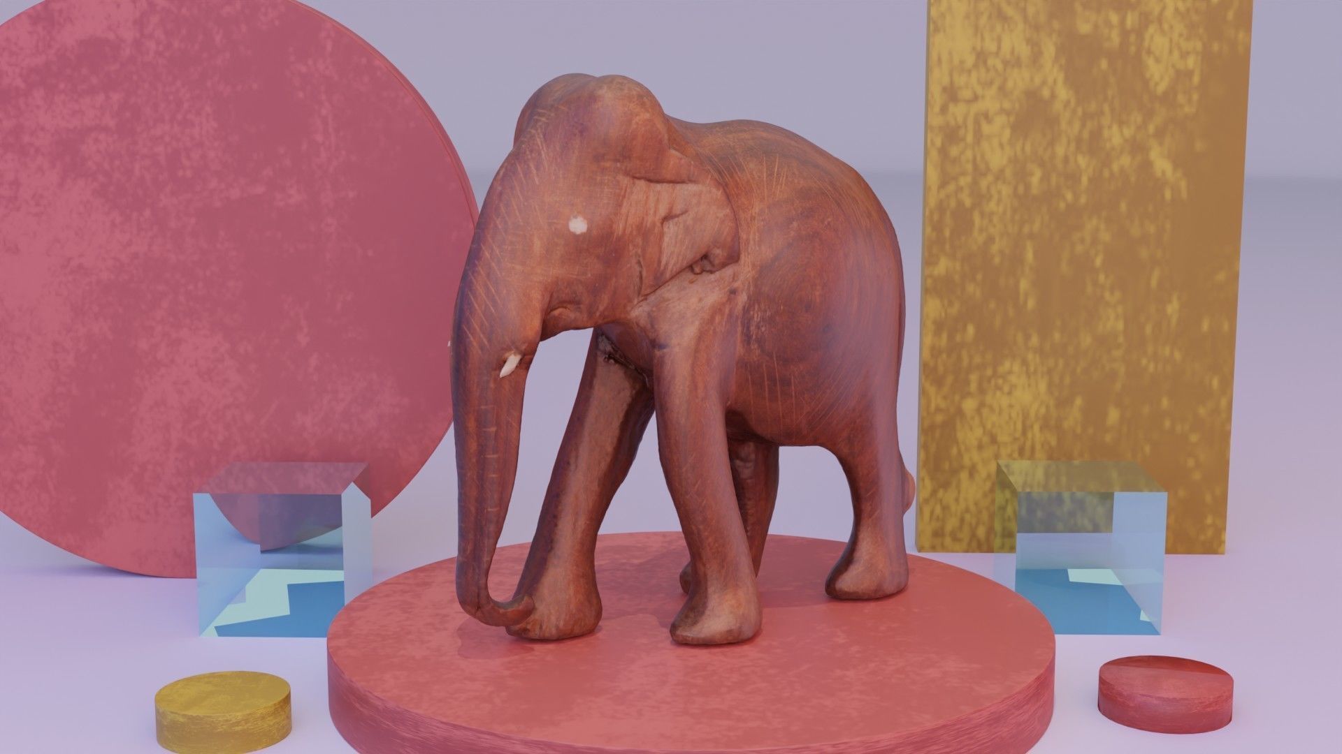 Elephant wood handmade sculpture high-poly 3D model_8