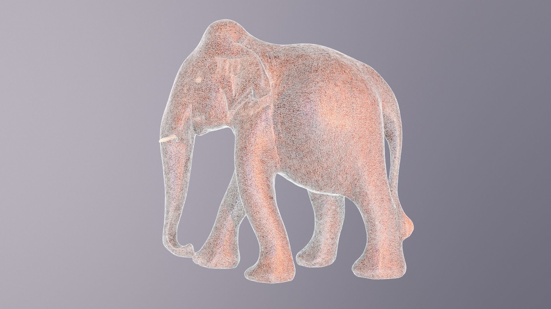 Elephant wood handmade sculpture high-poly 3D model_26