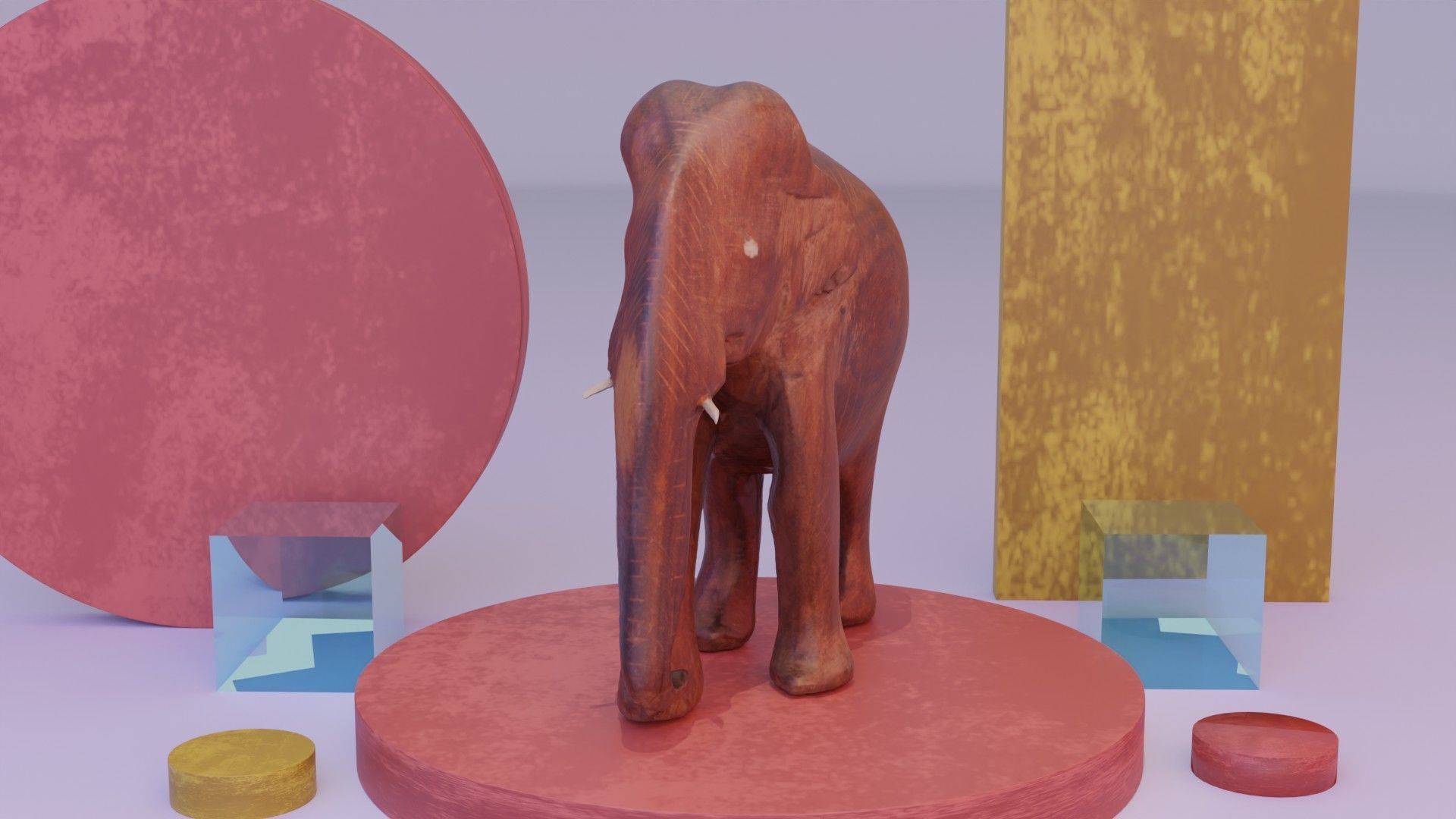 Elephant wood handmade sculpture high-poly 3D model_9