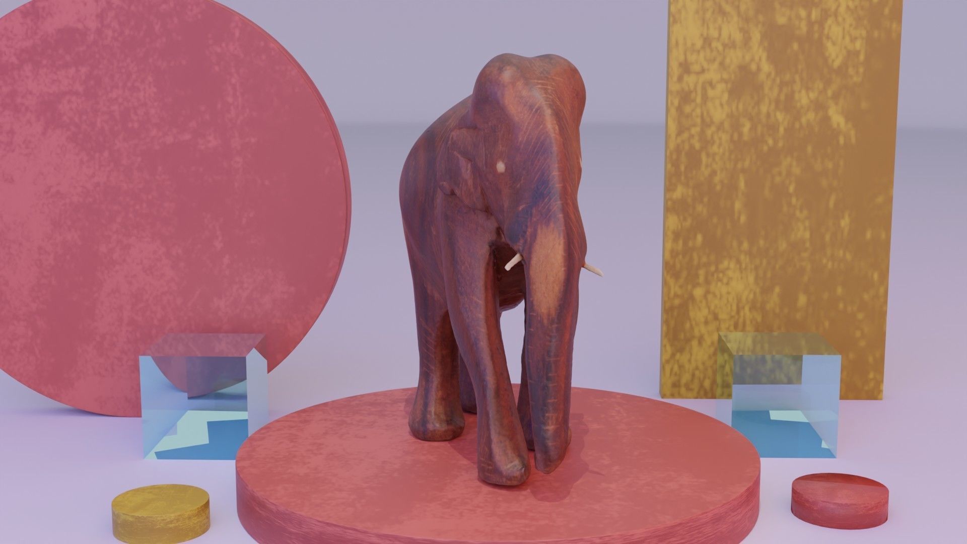 Elephant wood handmade sculpture high-poly 3D model_10