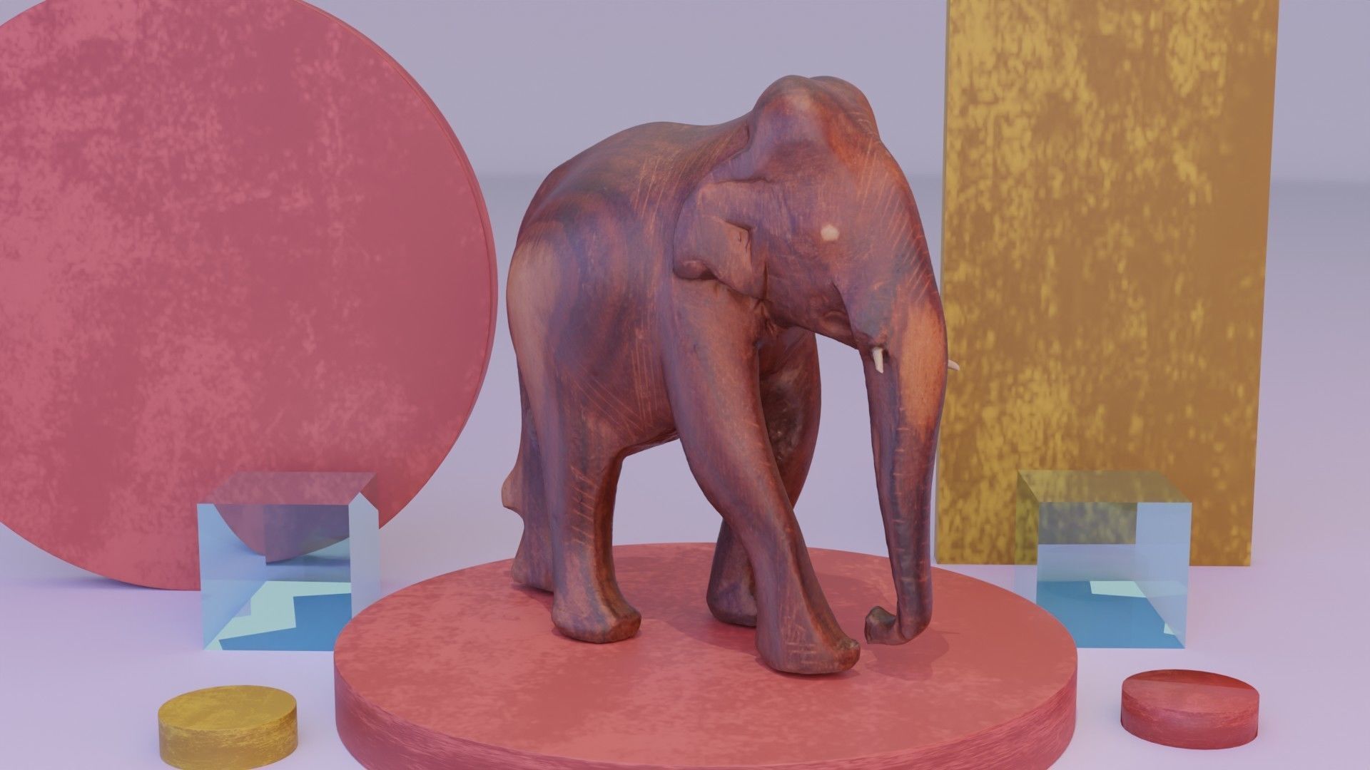 Elephant wood handmade sculpture high-poly 3D model_11