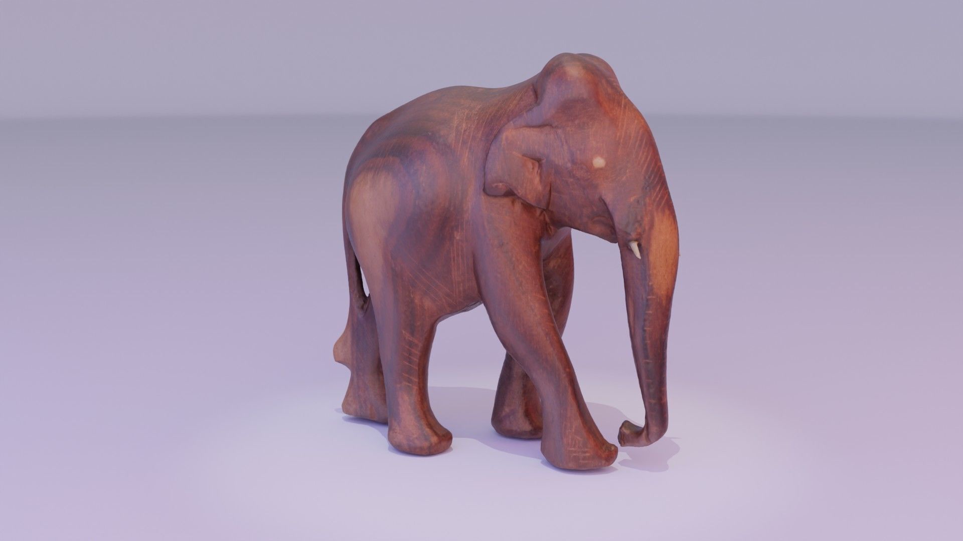 Elephant wood handmade sculpture high-poly 3D model_1