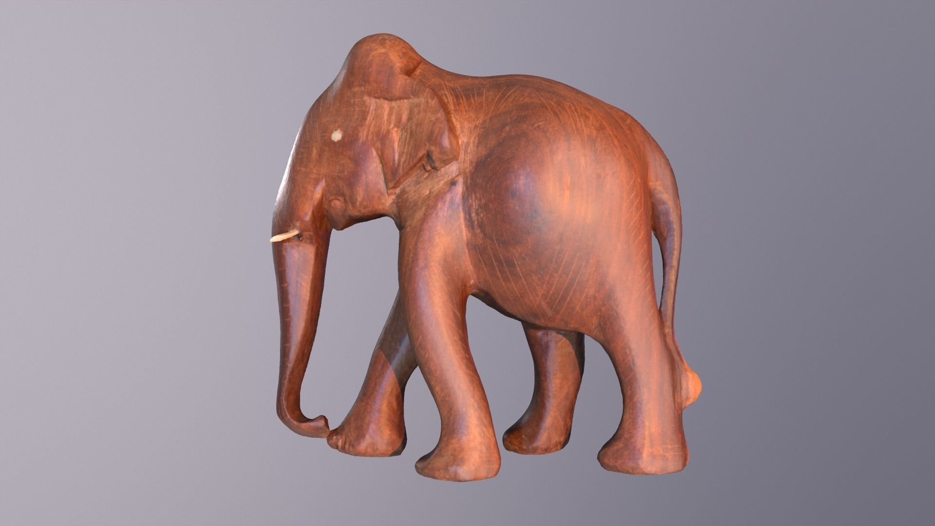 Elephant wood handmade sculpture high-poly 3D model_25