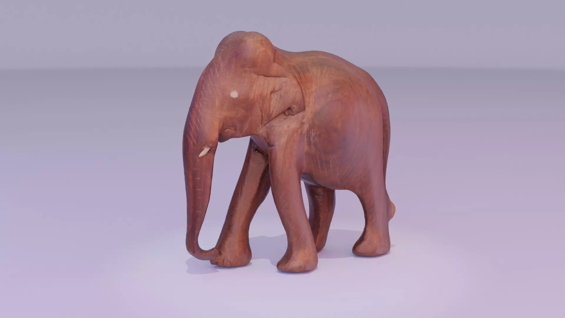 Elephant wood handmade sculpture high-poly 3D model_0