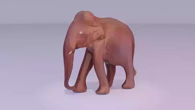 Elephant wood handmade sculpture high-poly