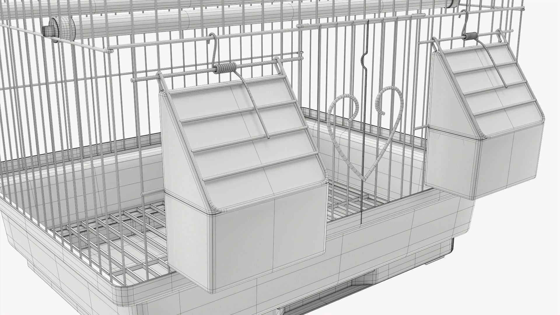 Flat top bird cage 3D model_9