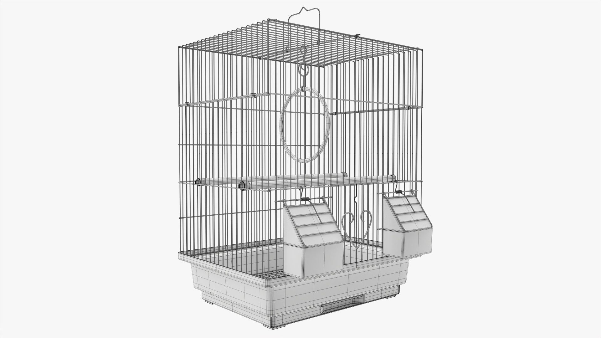Flat top bird cage 3D model_7