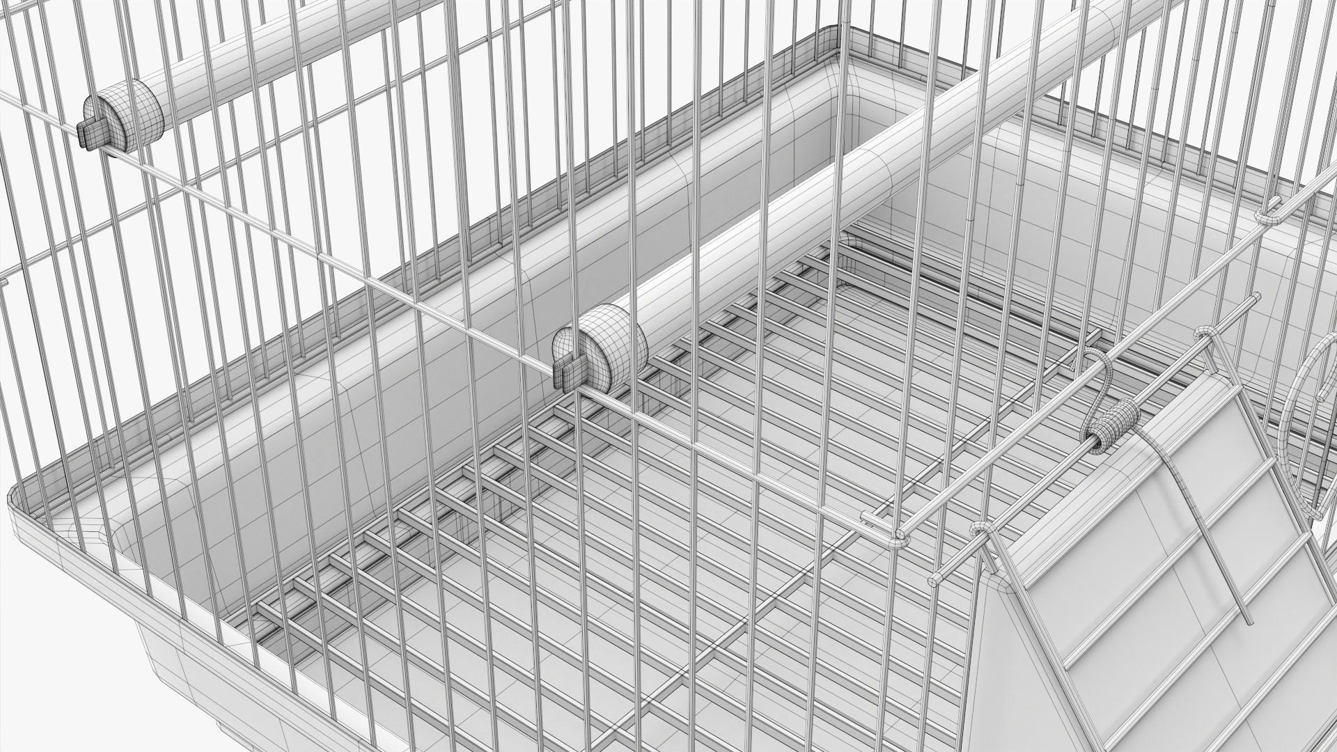 Flat top bird cage 3D model_10