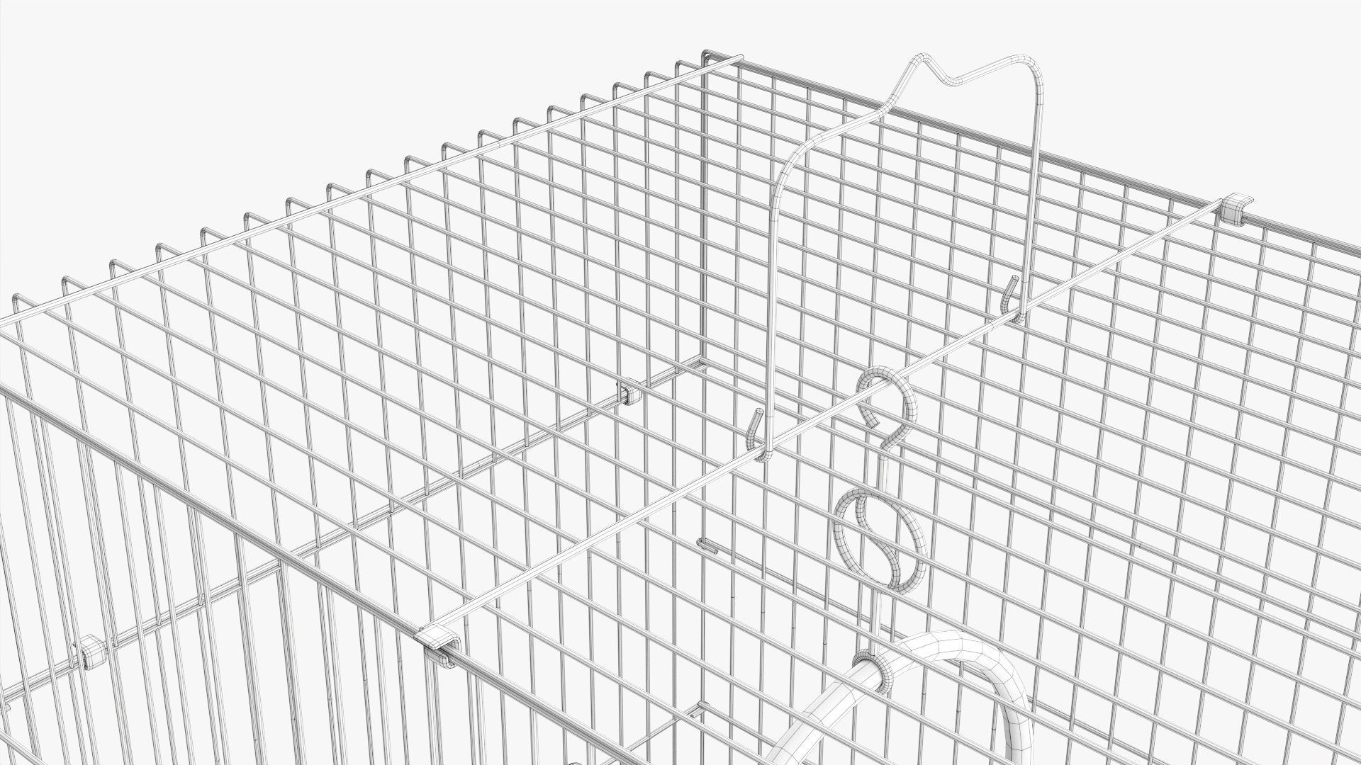 Flat top bird cage 3D model_11