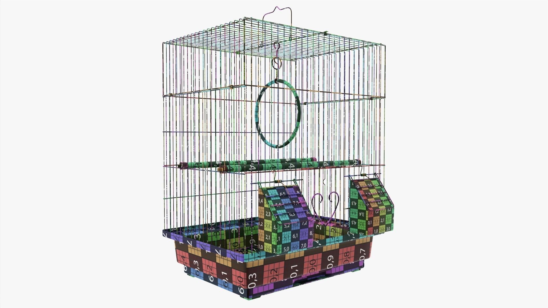 Flat top bird cage 3D model_14