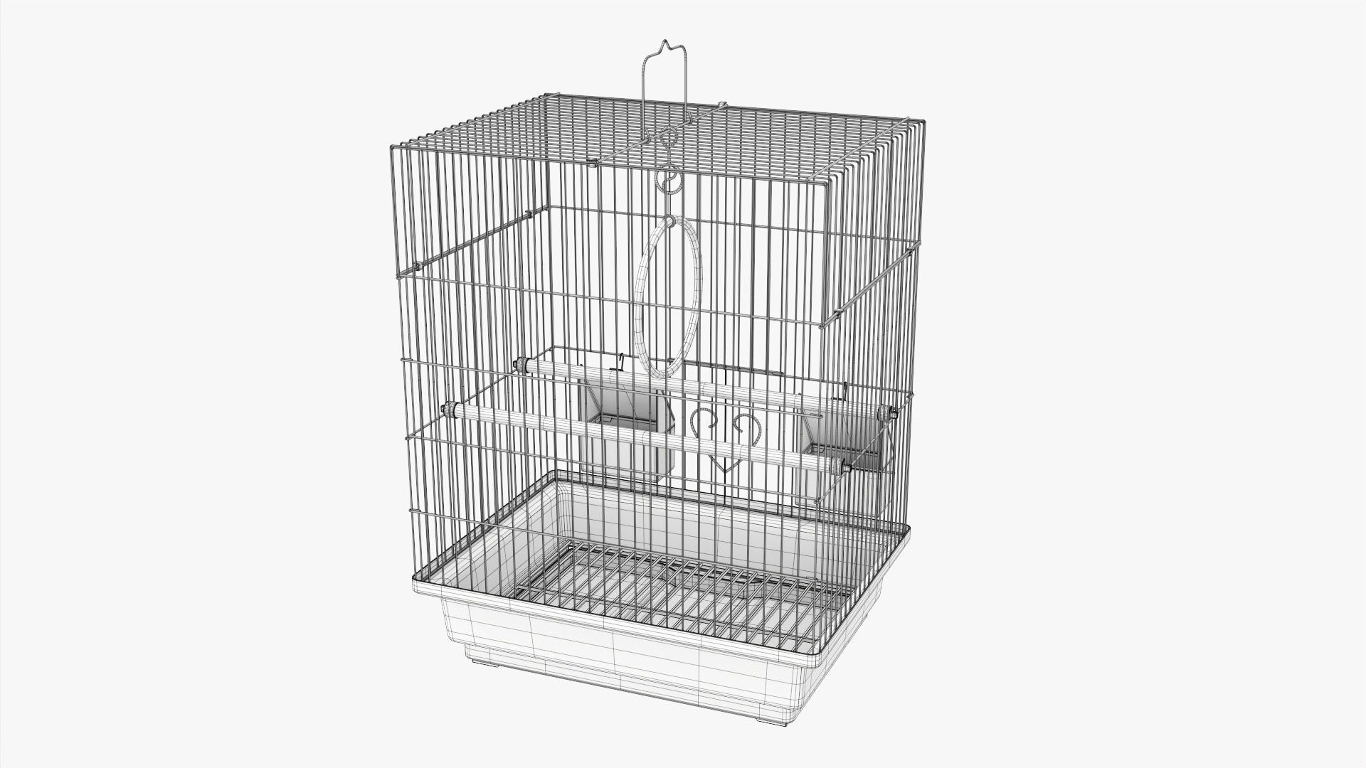 Flat top bird cage 3D model_8