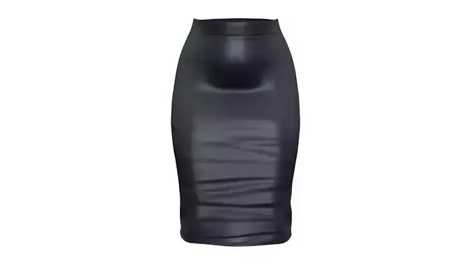 Front Leather Back Fabric Formal Skirt