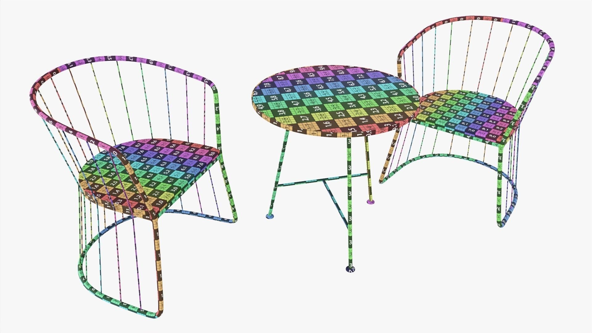 Outdoor coffee table and two chairs 3D model_8