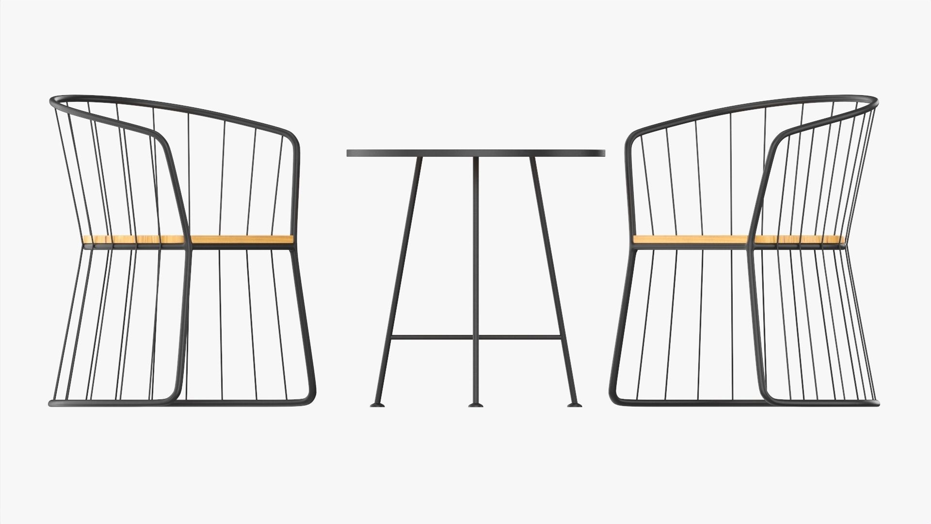 Outdoor coffee table and two chairs 3D model_5