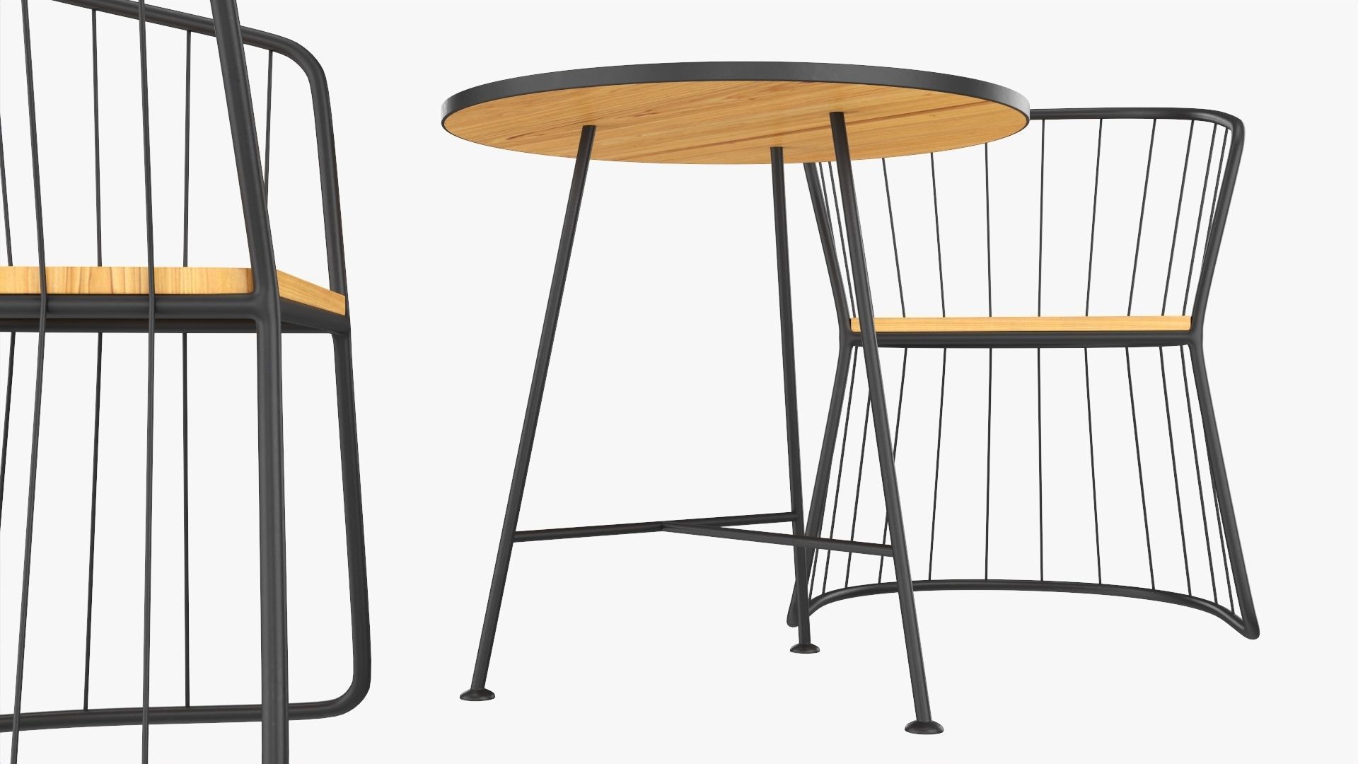 Outdoor coffee table and two chairs 3D model_3