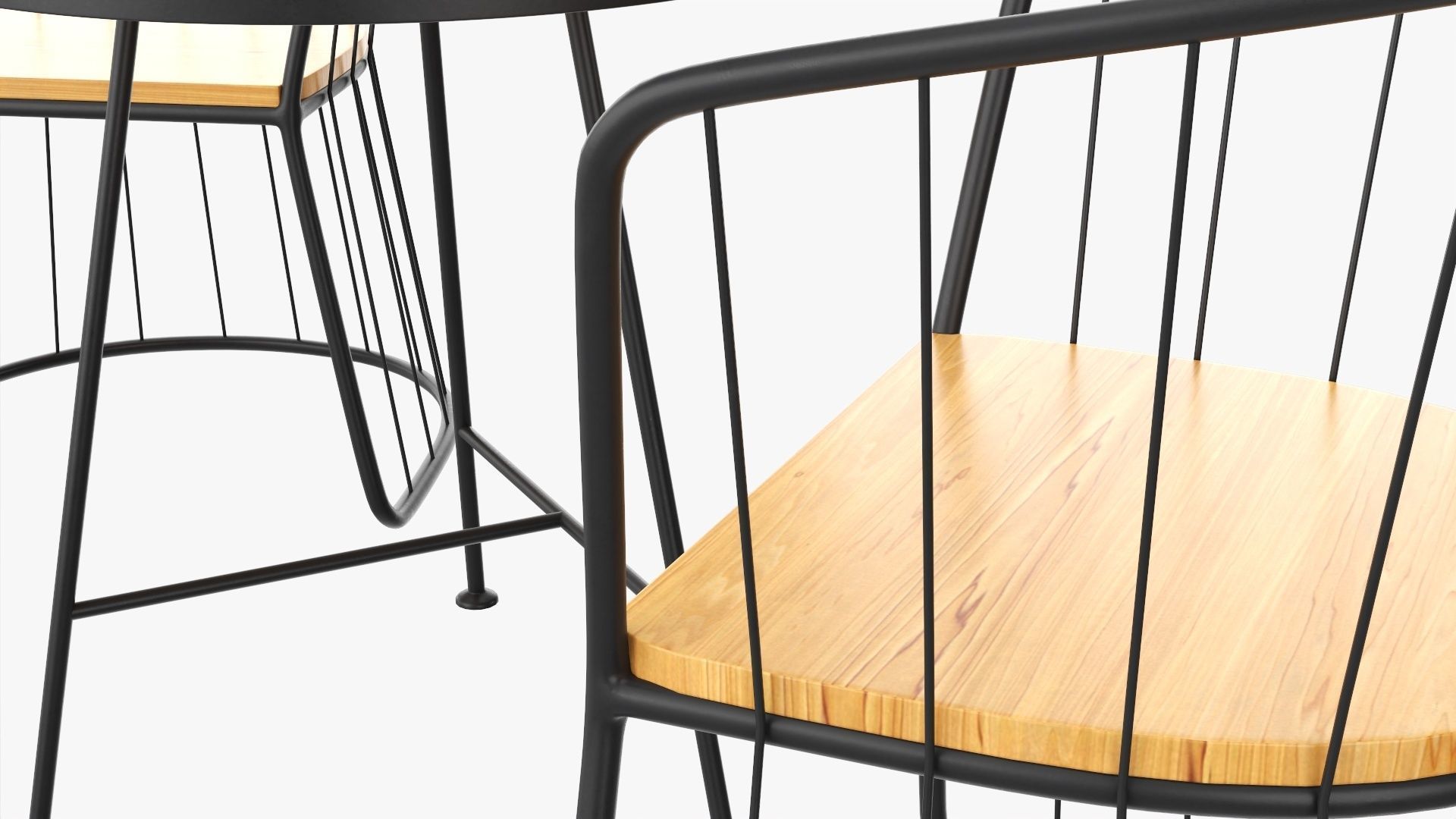 Outdoor coffee table and two chairs 3D model_4