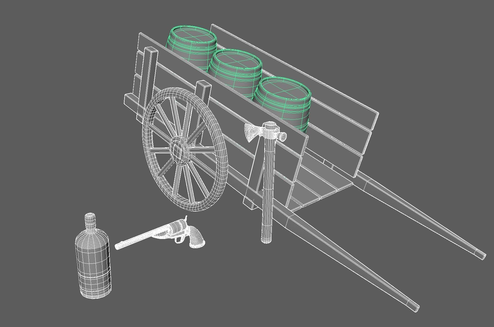 Wild West Props Including a Colt and a Tomahawk 3D model_6