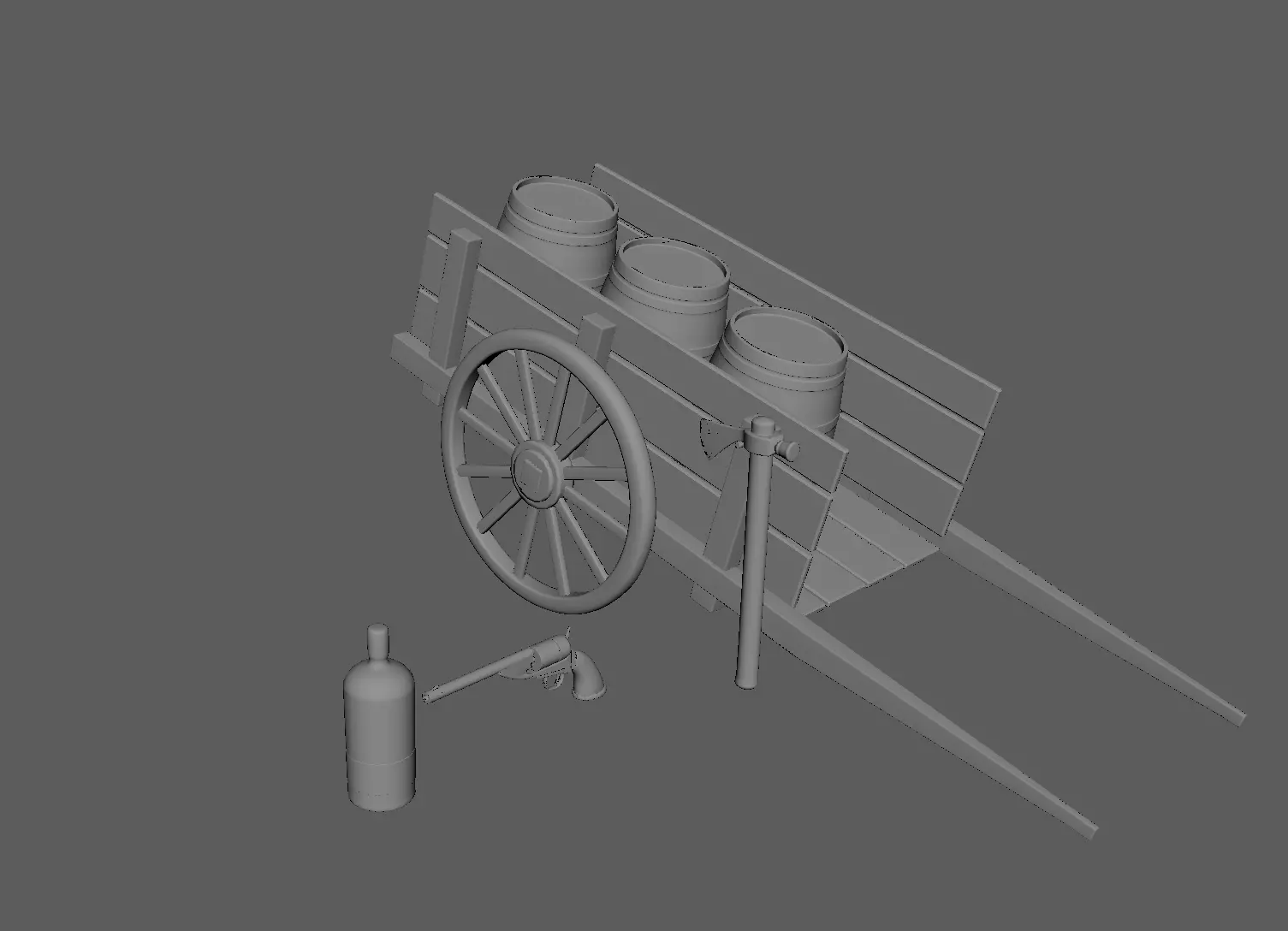 Wild West Props Including a Colt and a Tomahawk 3D model_0