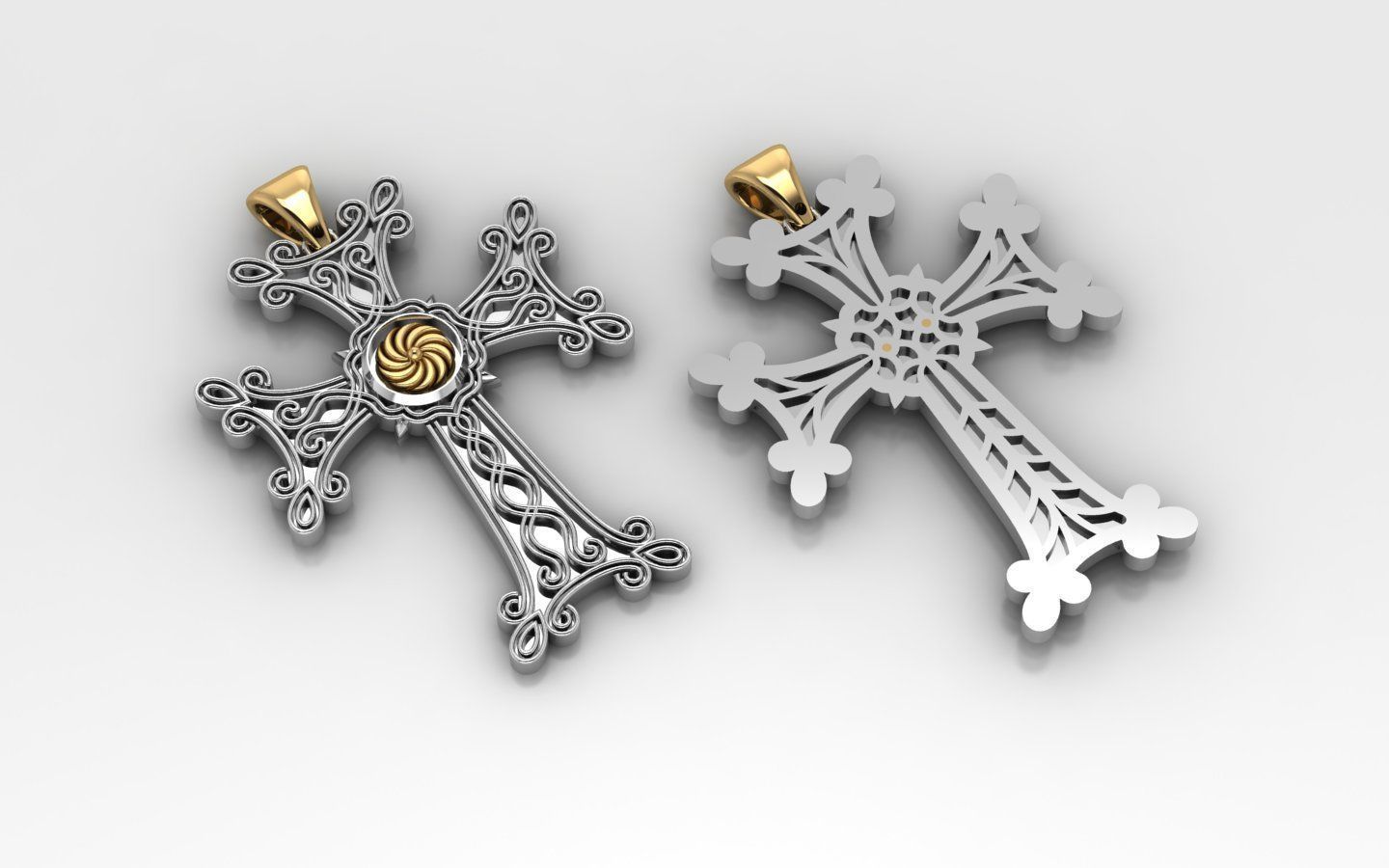 gold cross 3 3D print model_1