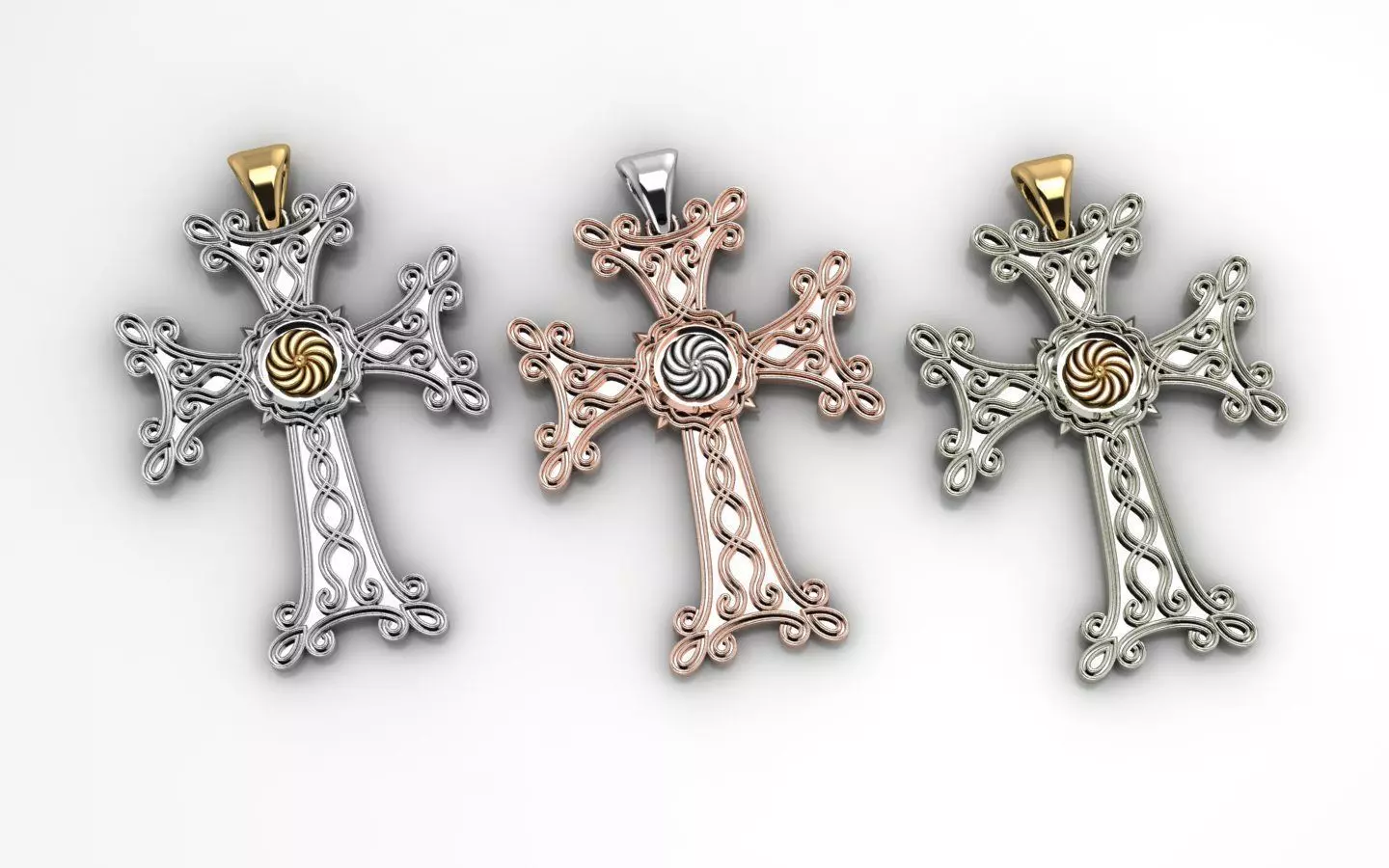 gold cross 3 3D print model_0