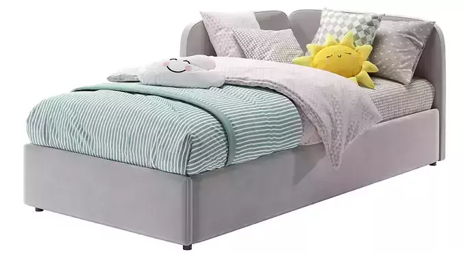 Corner Bed With Side Back 3D model
