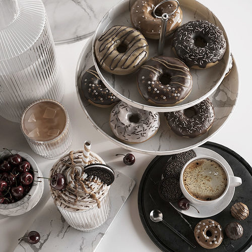 Coffee and Donuts 3D model 2