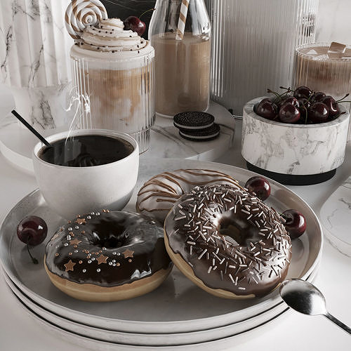 Coffee and Donuts 3D model 4