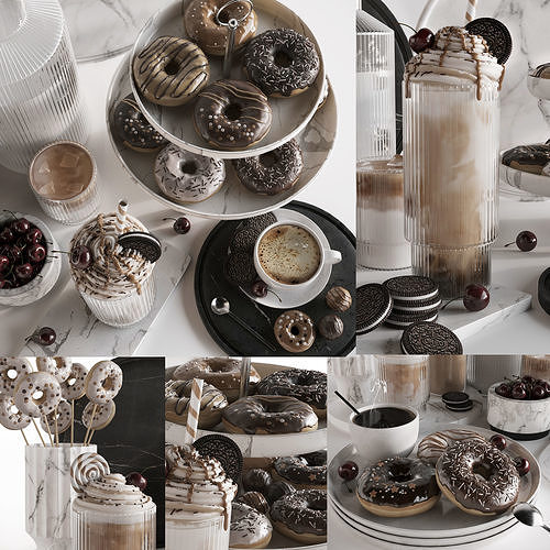 Coffee and Donuts 3D model 3