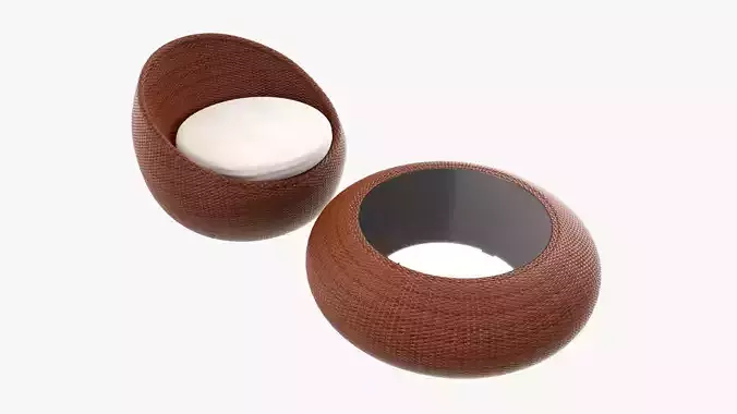 Round wicker table with chairs set