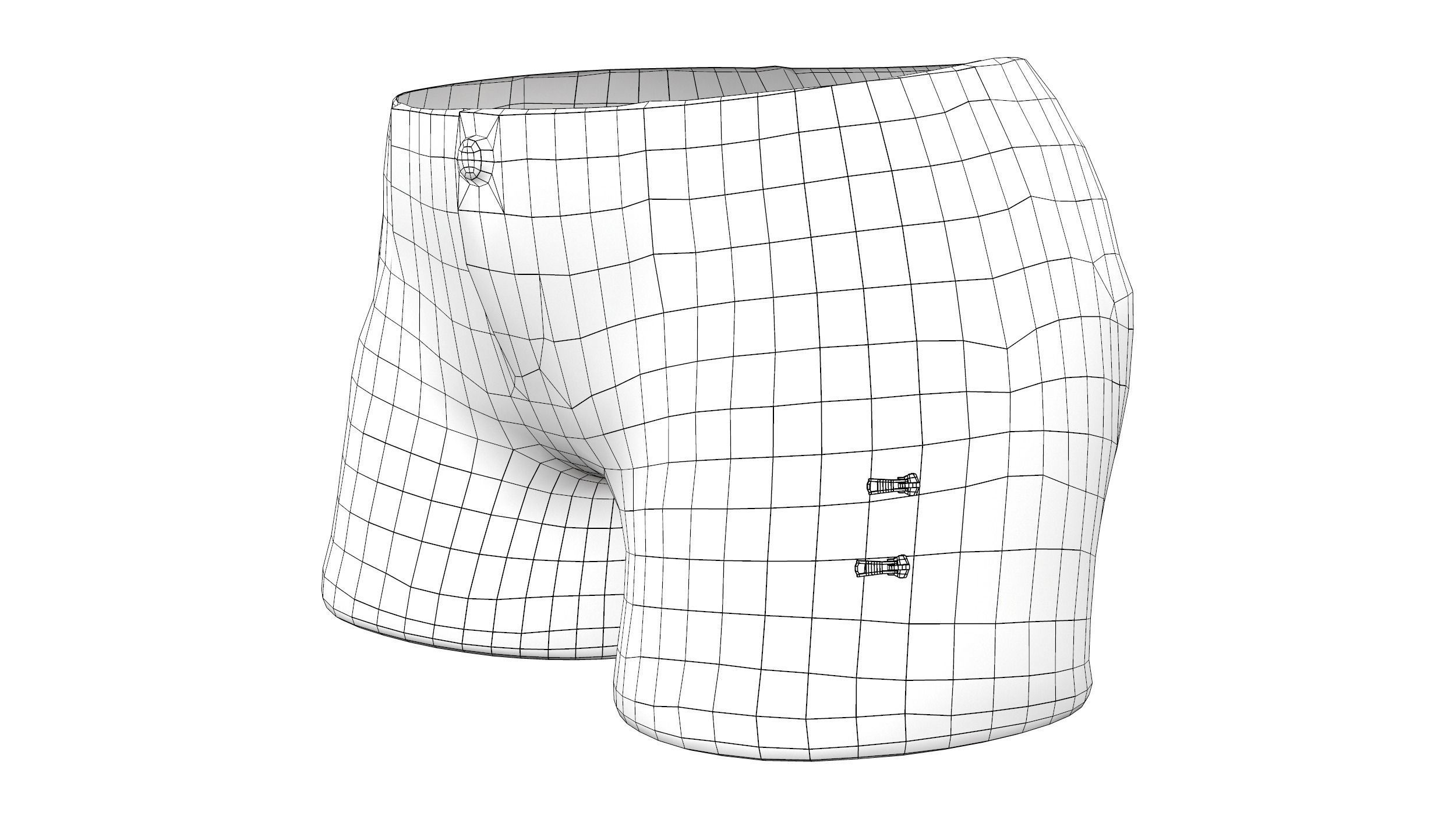 Female Short Jeans Low-poly 3D model_8