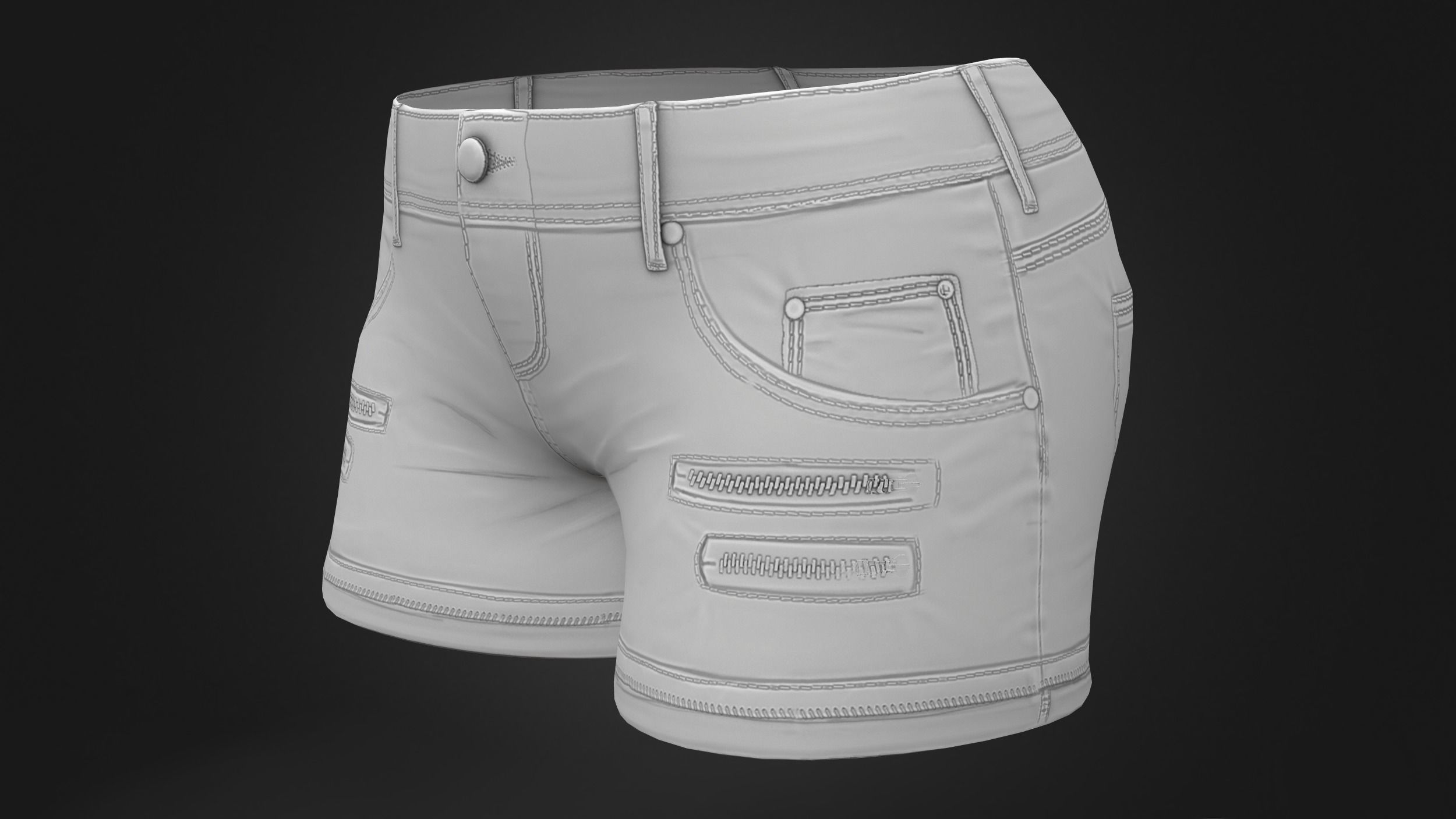 Female Short Jeans Low-poly 3D model_9