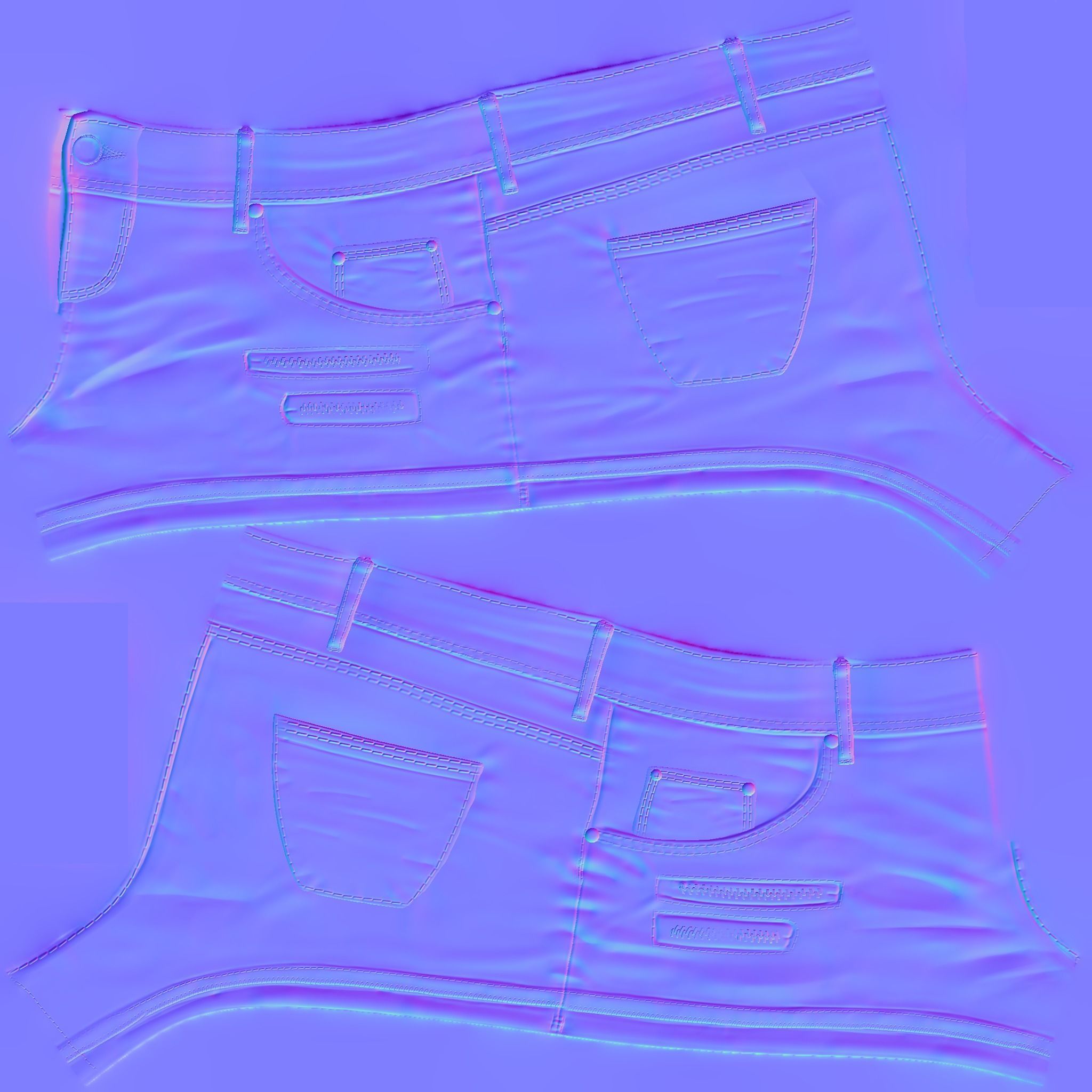 Female Short Jeans Low-poly 3D model_12