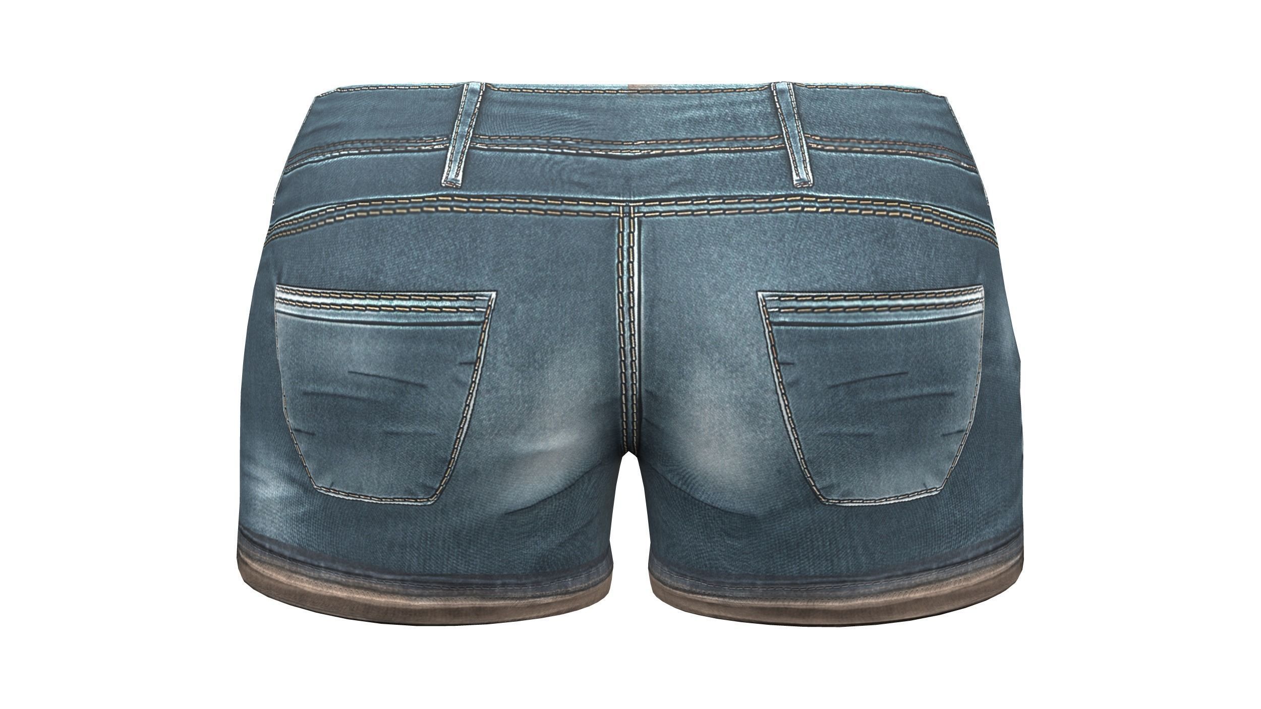 Female Short Jeans Low-poly 3D model_5