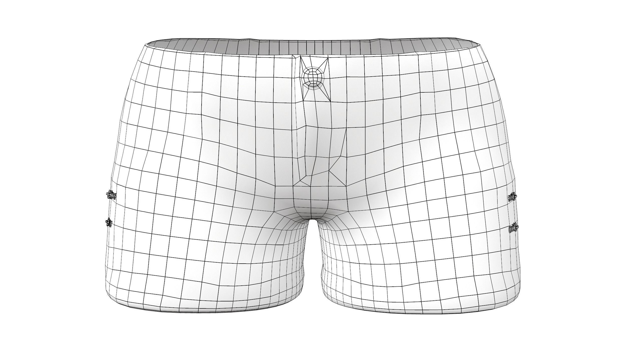 Female Short Jeans Low-poly 3D model_7