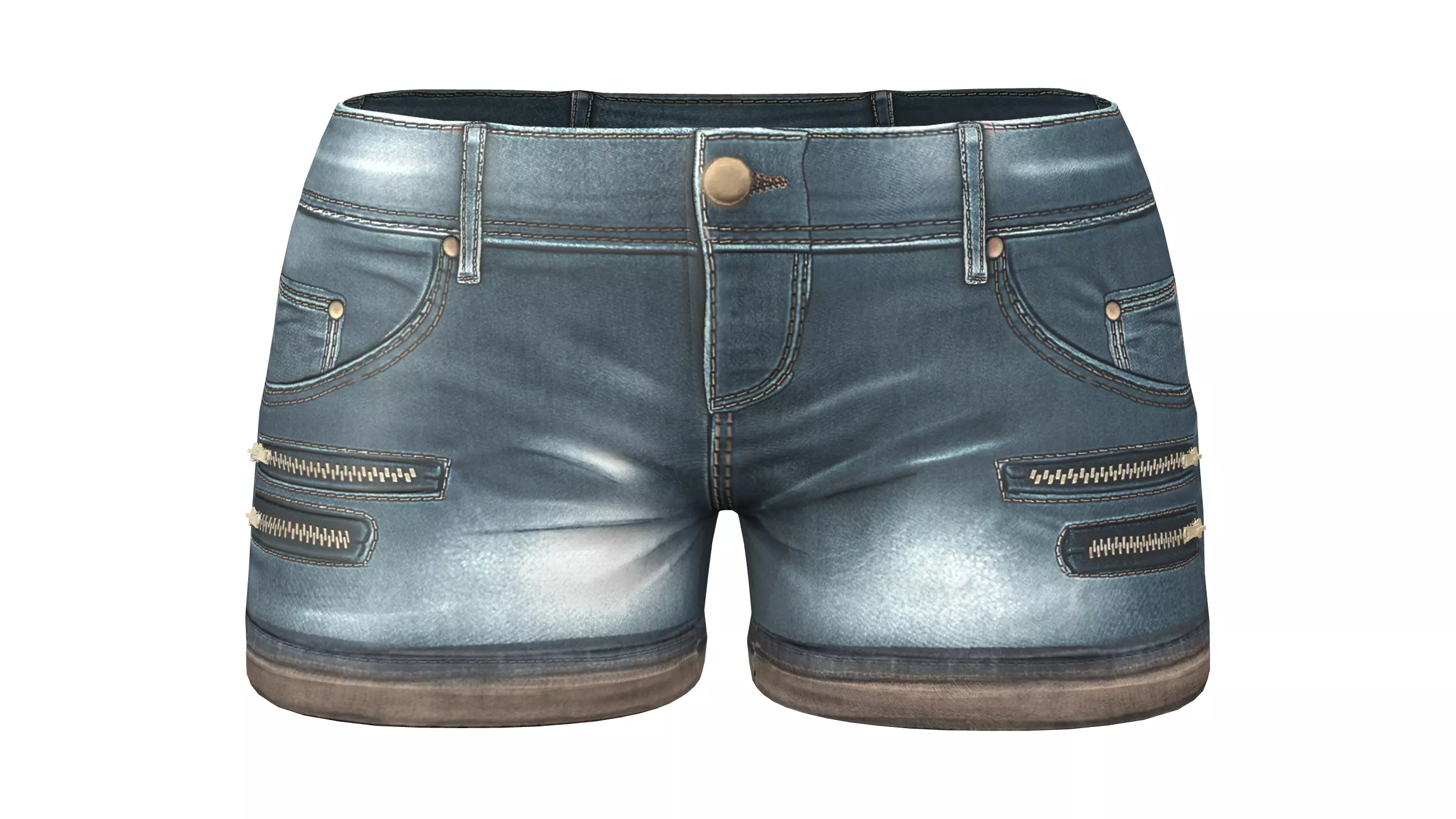 Female Short Jeans Low-poly 3D model_0