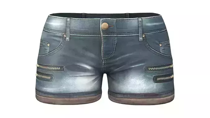 Female Short Jeans Low-poly 3D model Female Short Jeans Low-poly 3D model