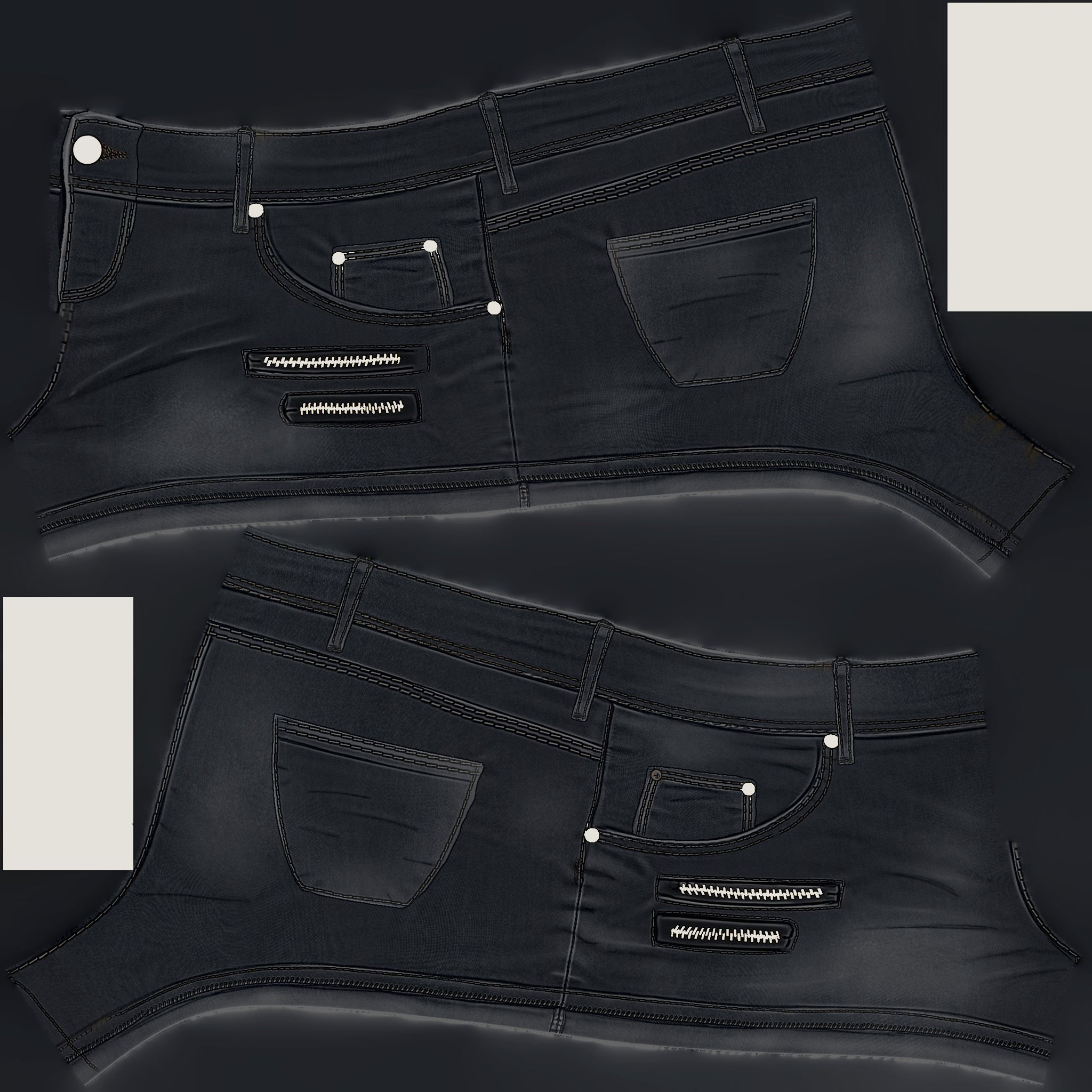 Female Short Jeans Low-poly 3D model_13