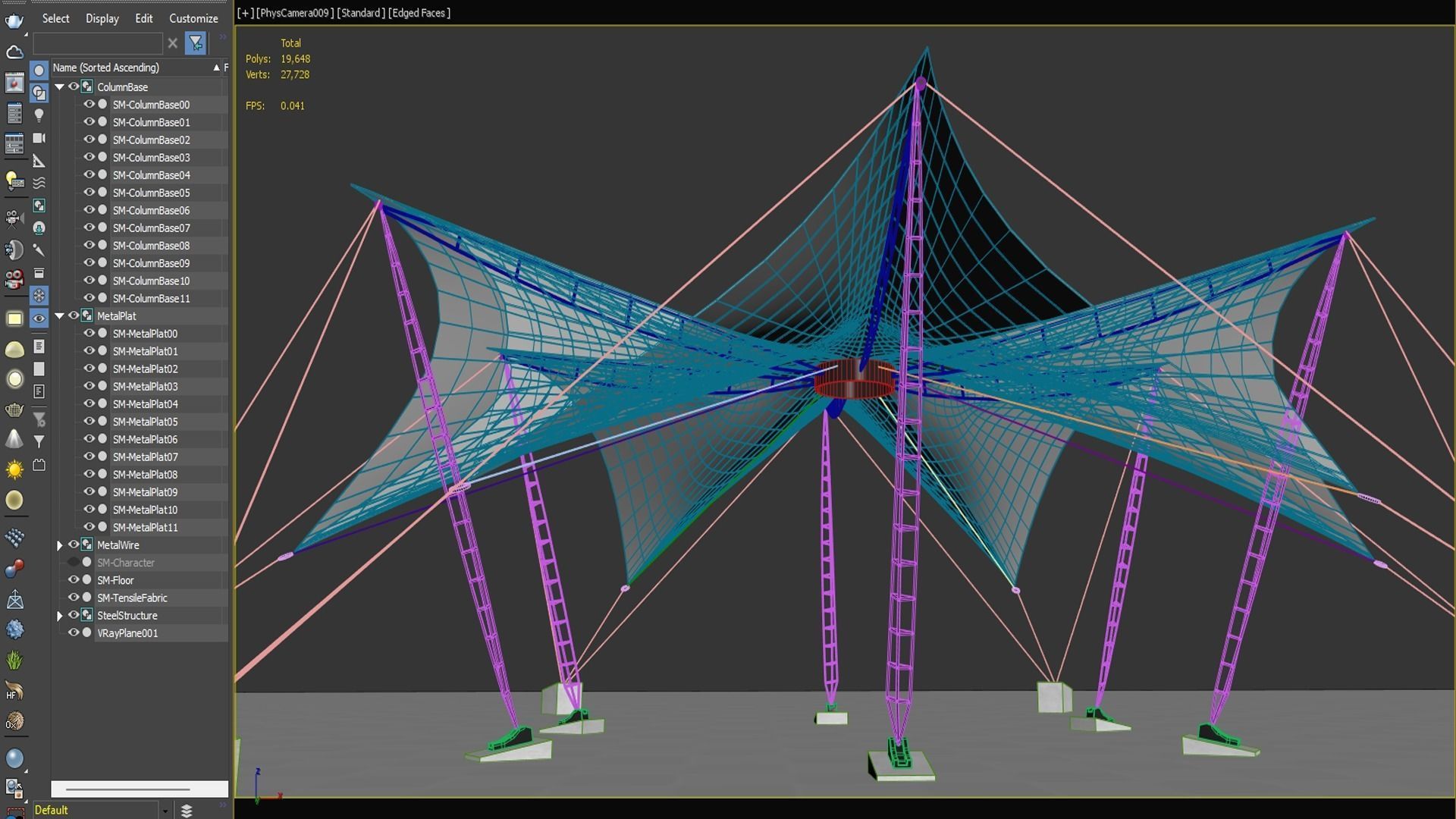 Tensile Fabric Structure -3 Low-poly 3D model_10