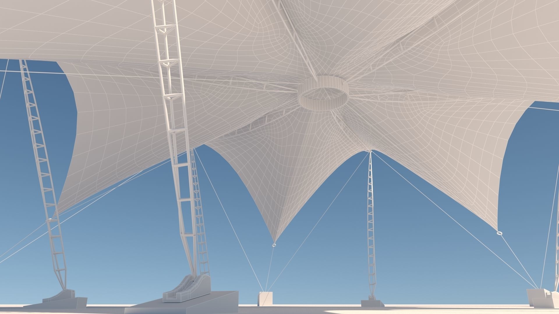 Tensile Fabric Structure -3 Low-poly 3D model_5