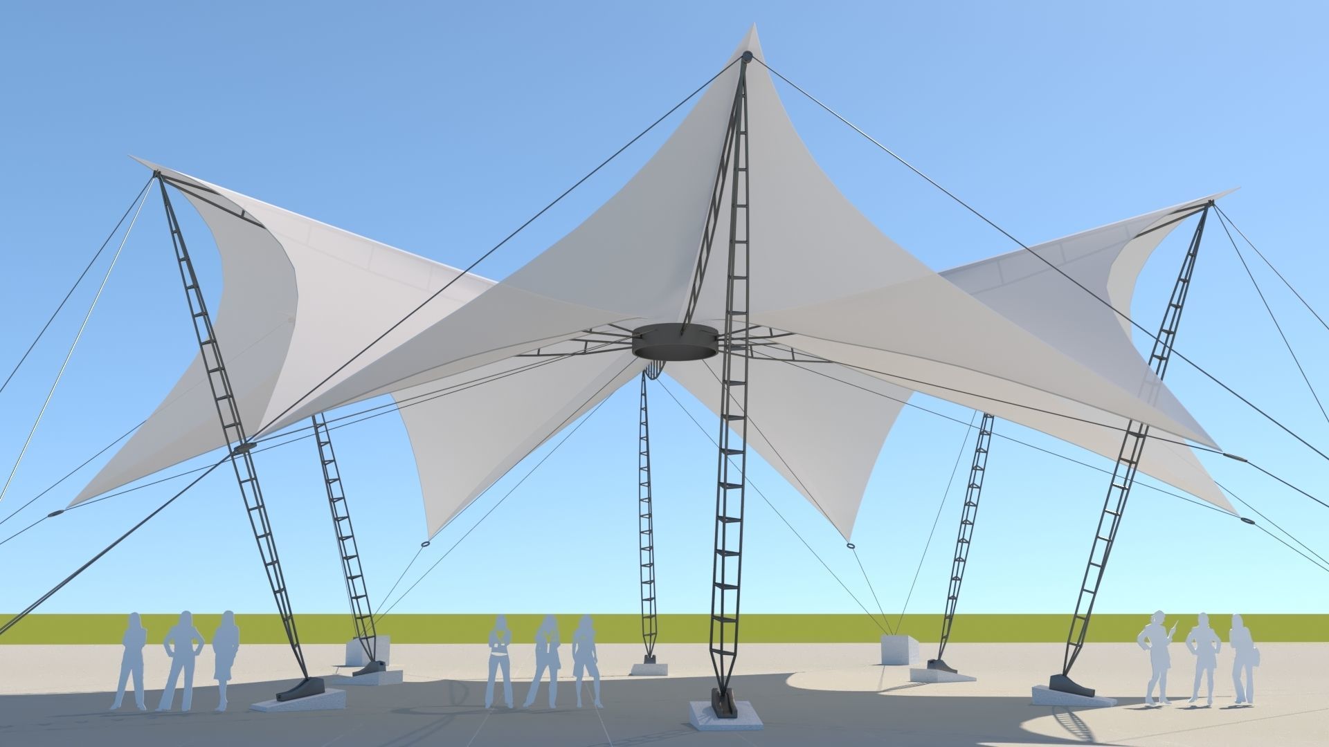 Tensile Fabric Structure -3 Low-poly 3D model_2