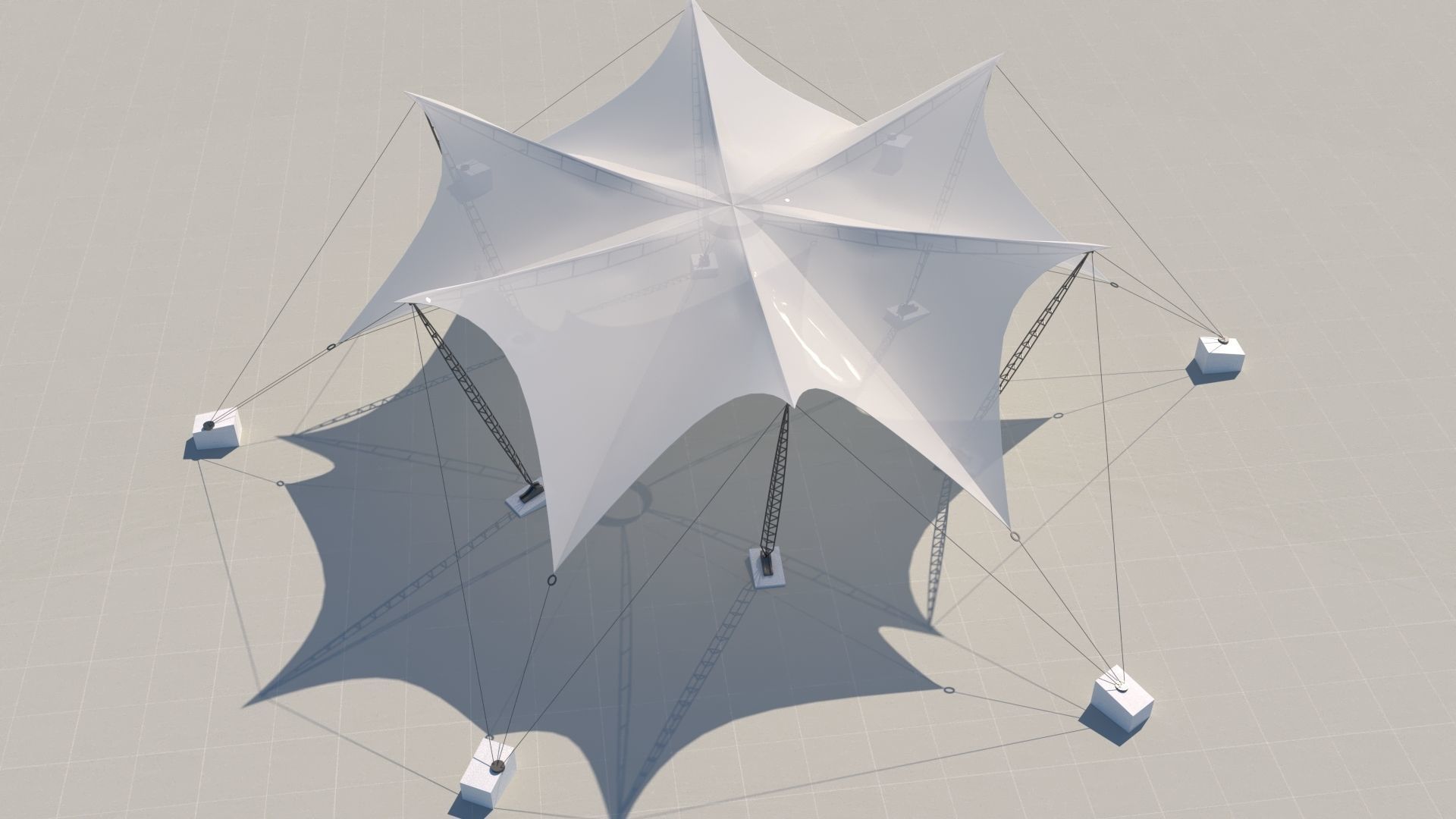 Tensile Fabric Structure -3 Low-poly 3D model_1