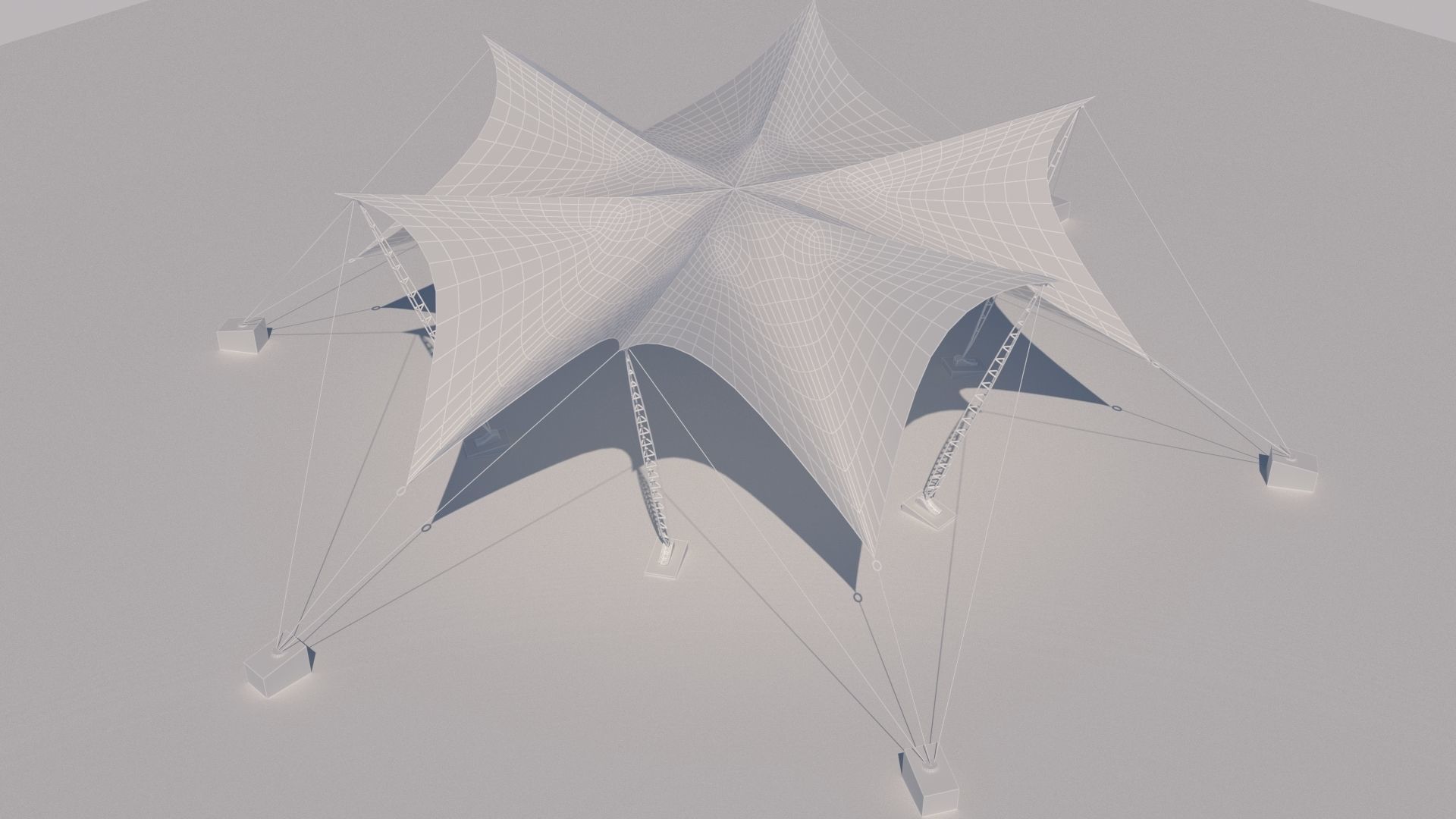Tensile Fabric Structure -3 Low-poly 3D model_7