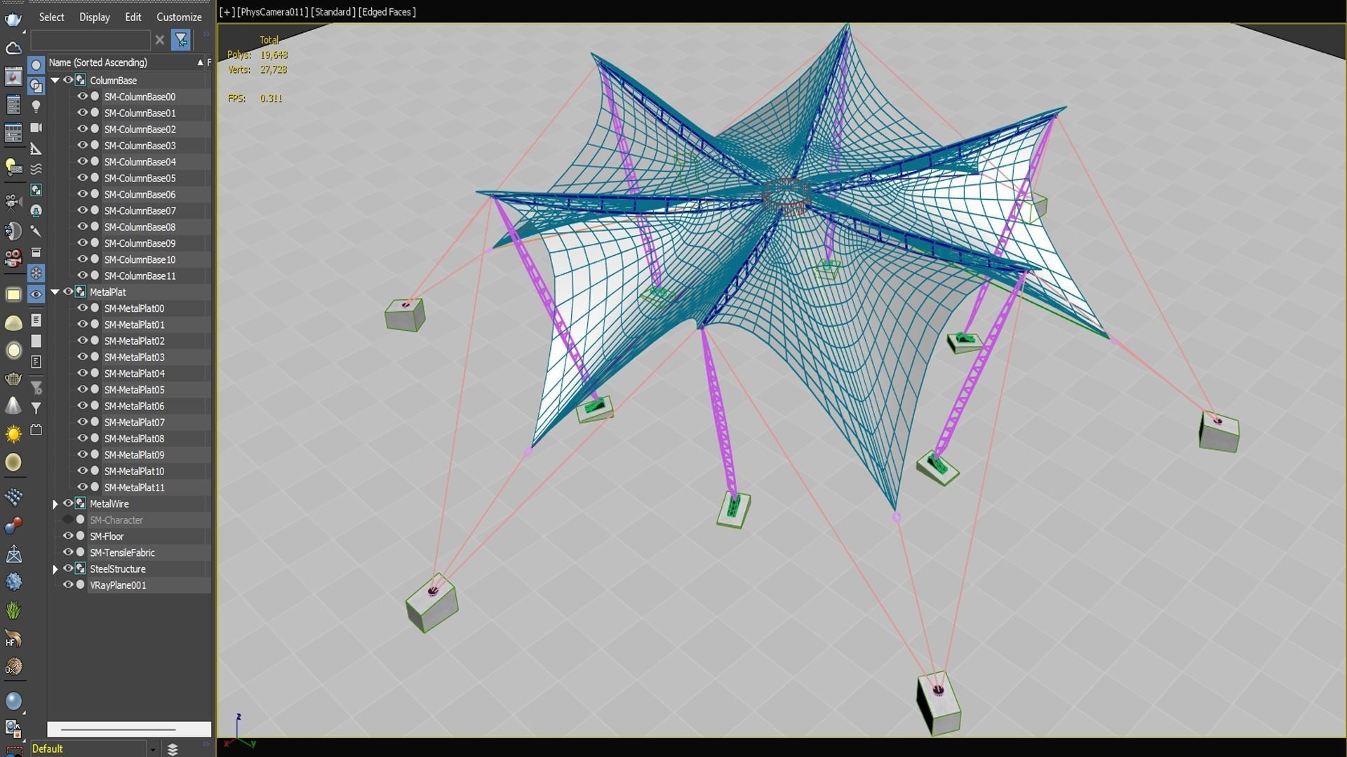 Tensile Fabric Structure -3 Low-poly 3D model_8