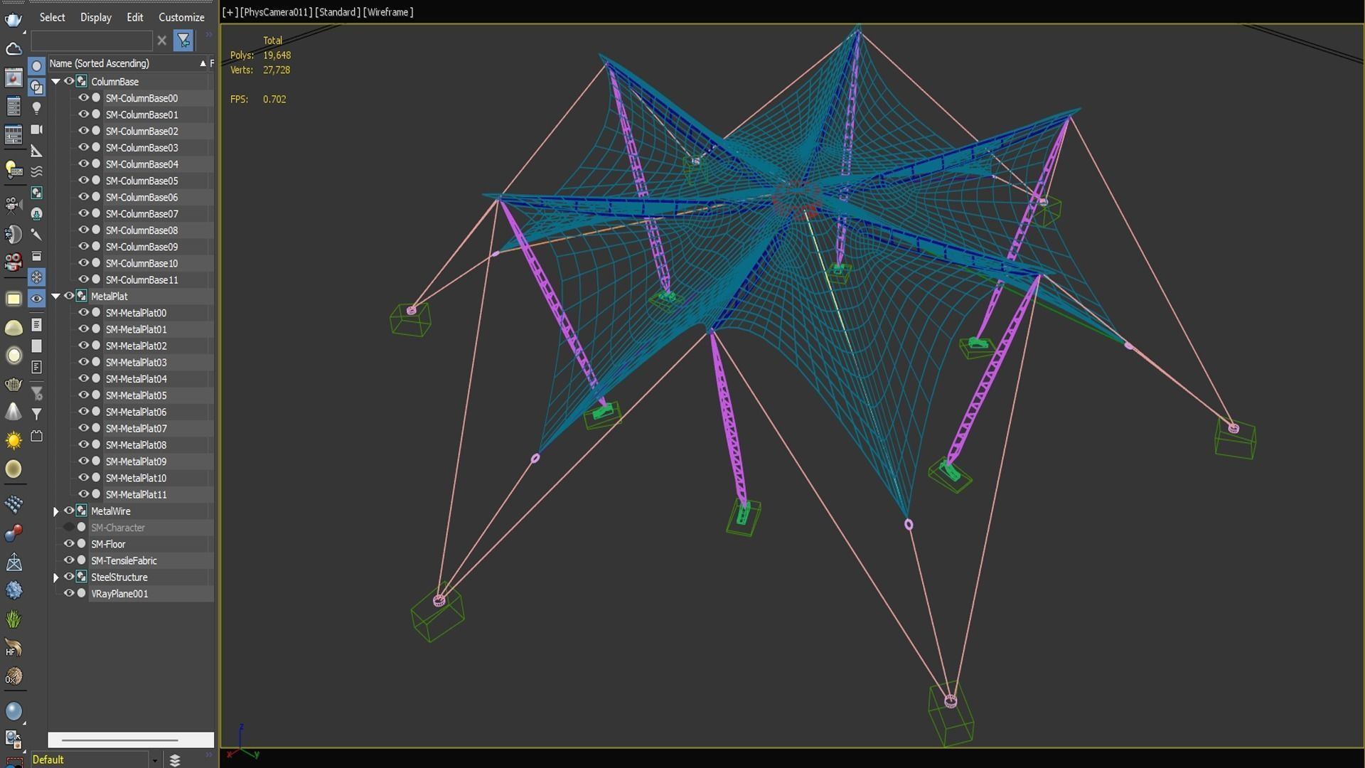 Tensile Fabric Structure -3 Low-poly 3D model_9