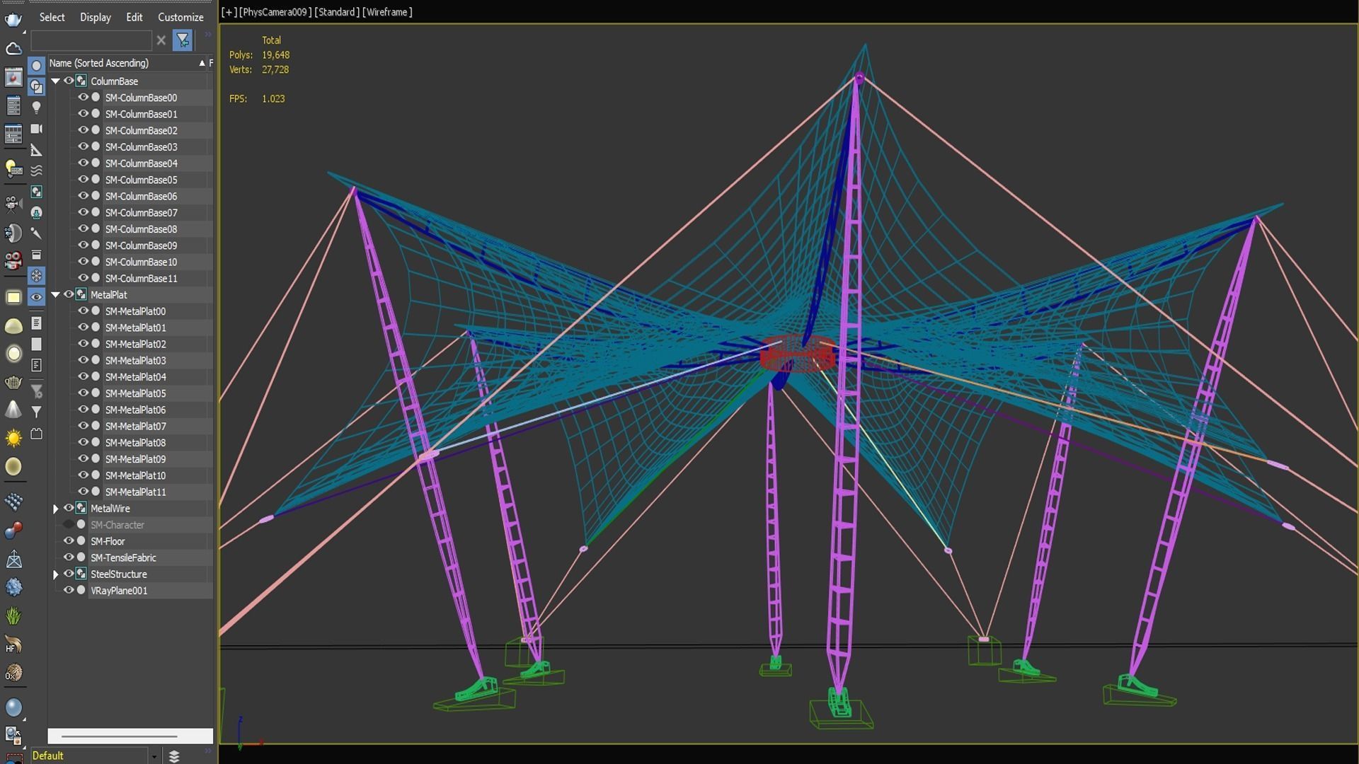 Tensile Fabric Structure -3 Low-poly 3D model_11