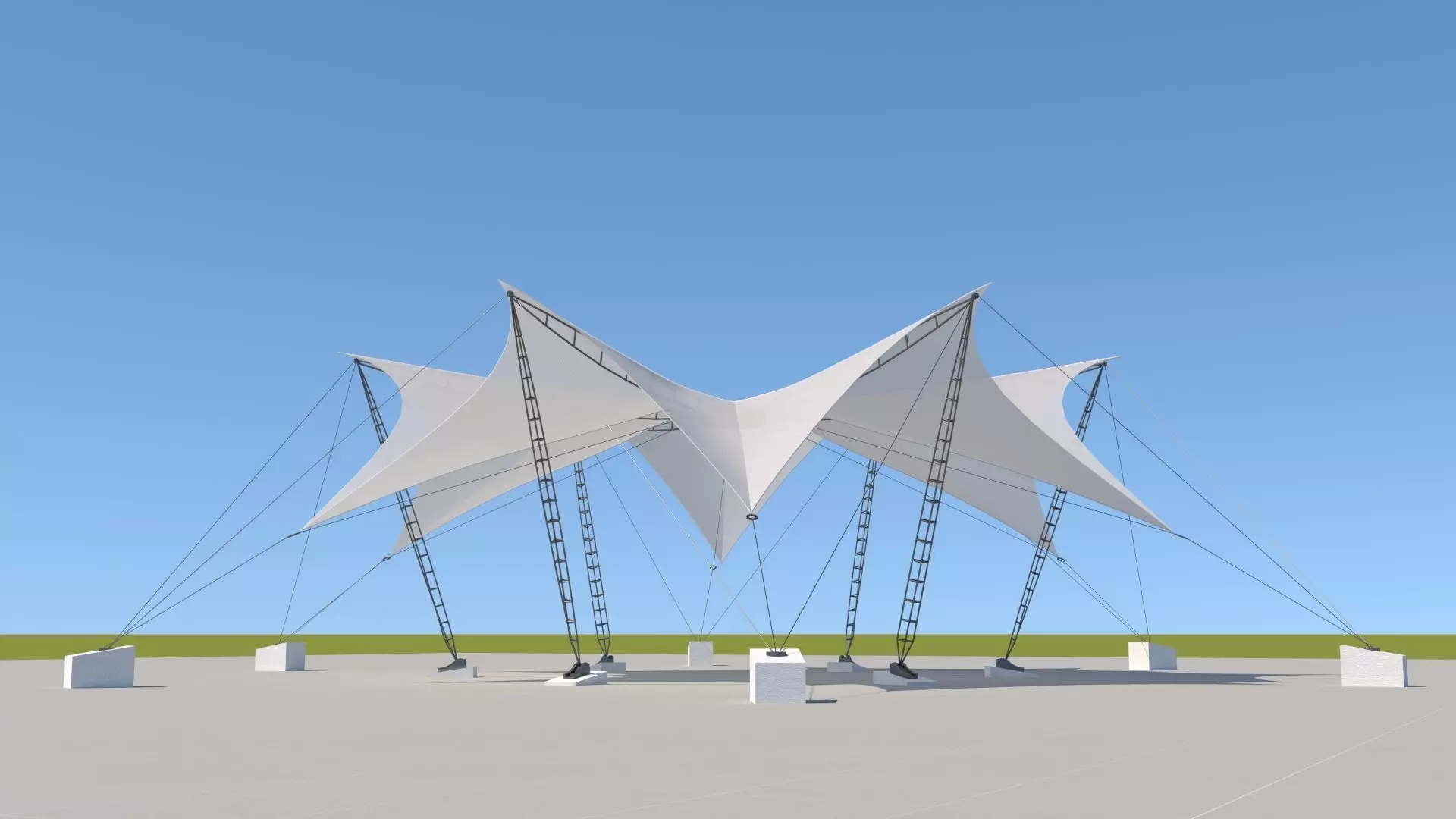 Tensile Fabric Structure -3 Low-poly 3D model_0