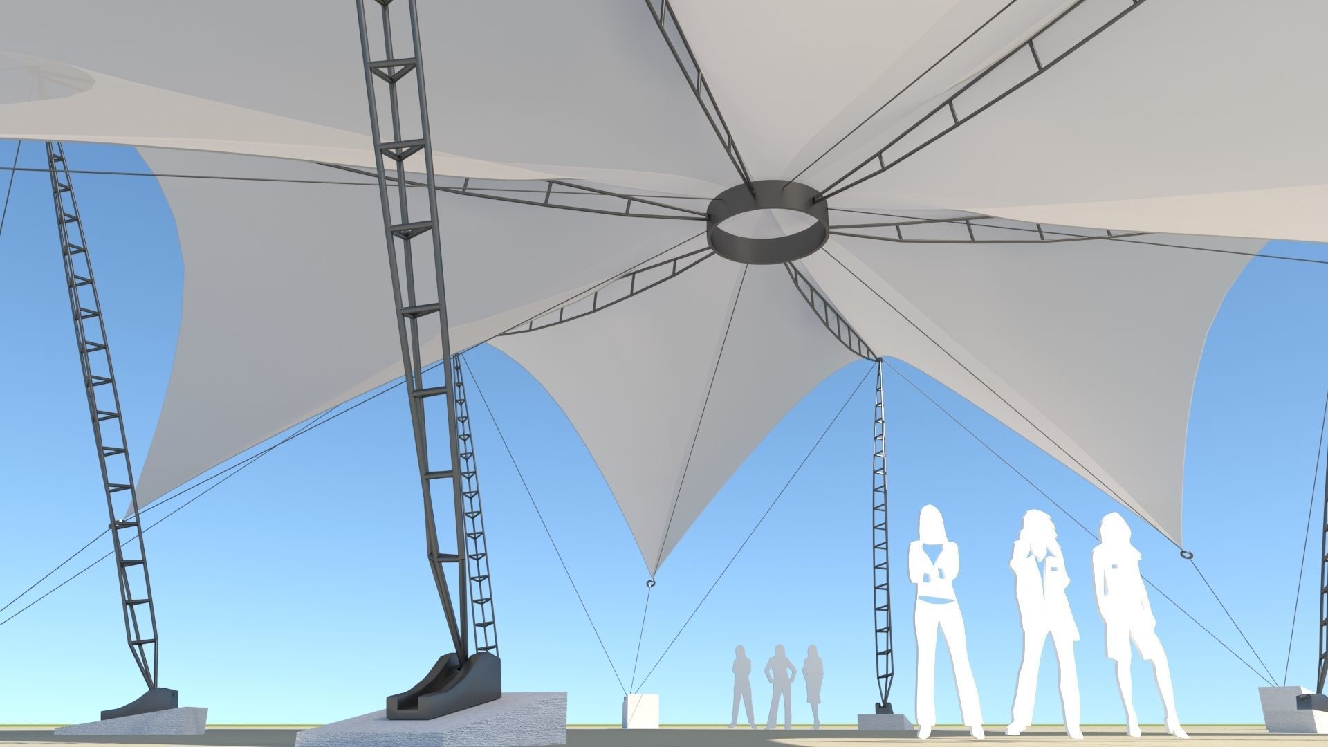 Tensile Fabric Structure -3 Low-poly 3D model_3