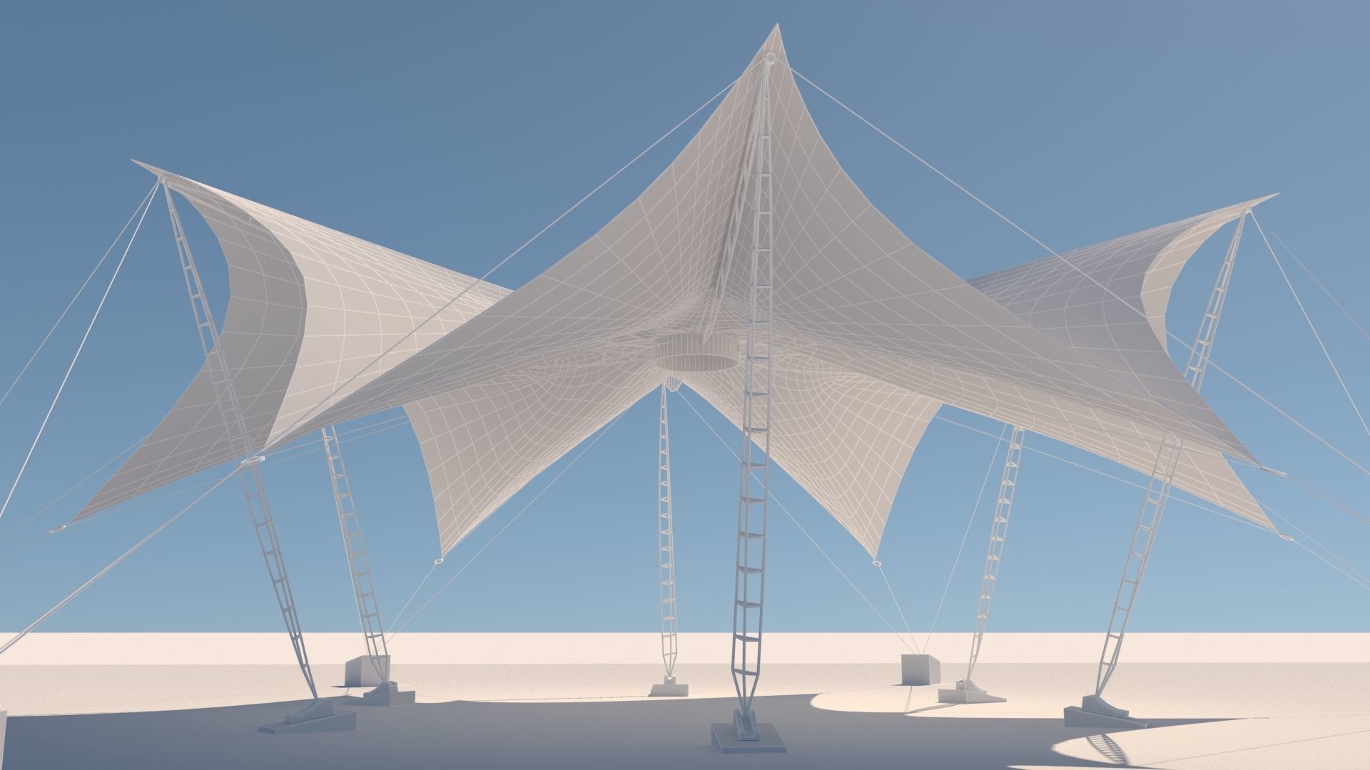 Tensile Fabric Structure -3 Low-poly 3D model_6