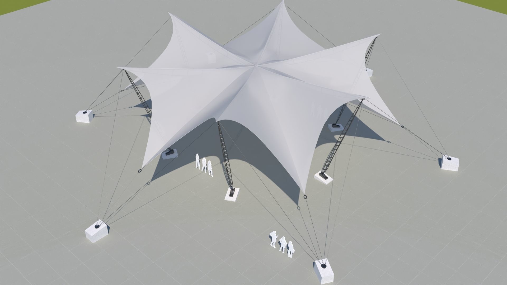 Tensile Fabric Structure -3 Low-poly 3D model_4